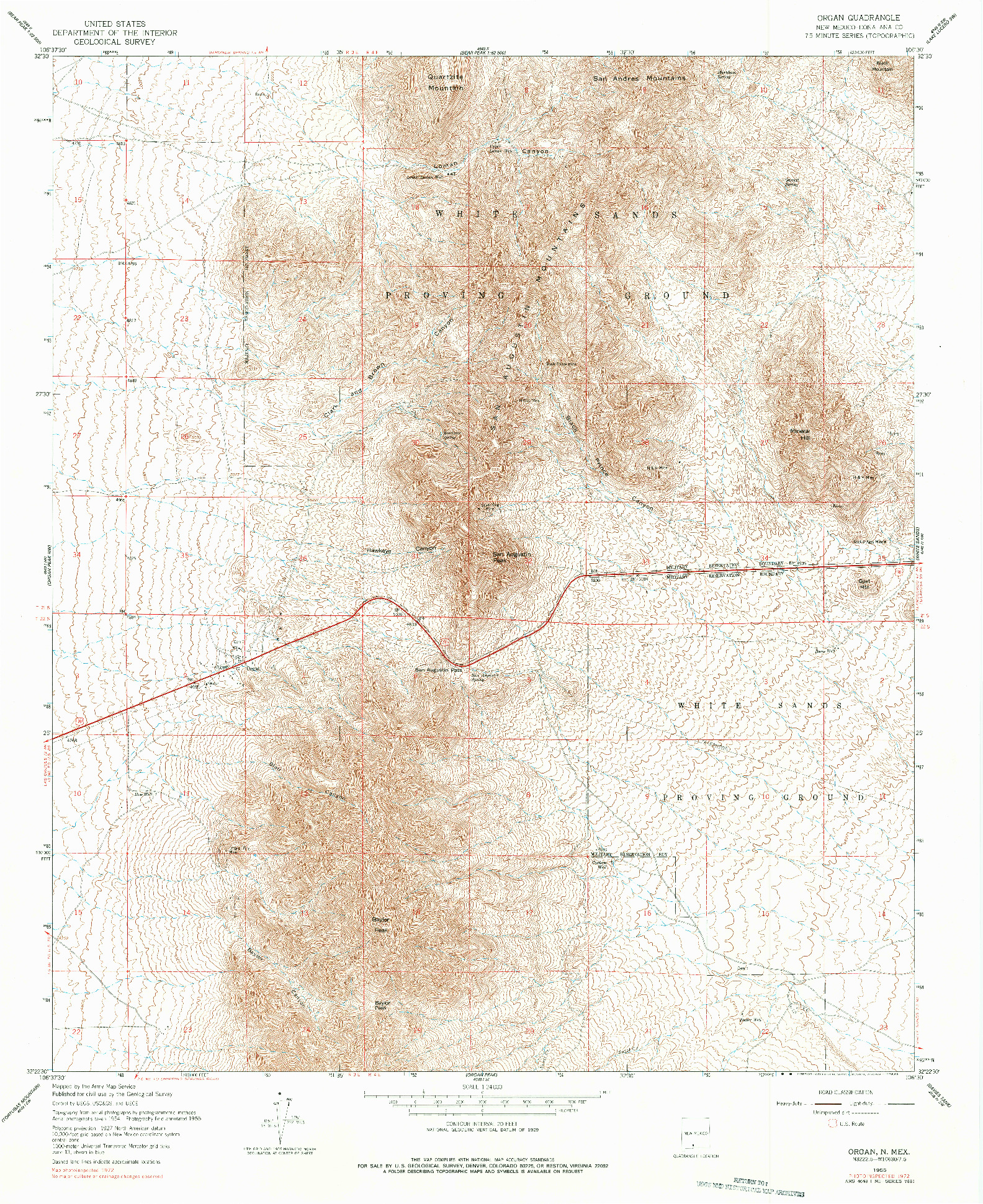 USGS 1:24000-SCALE QUADRANGLE FOR ORGAN, NM 1955