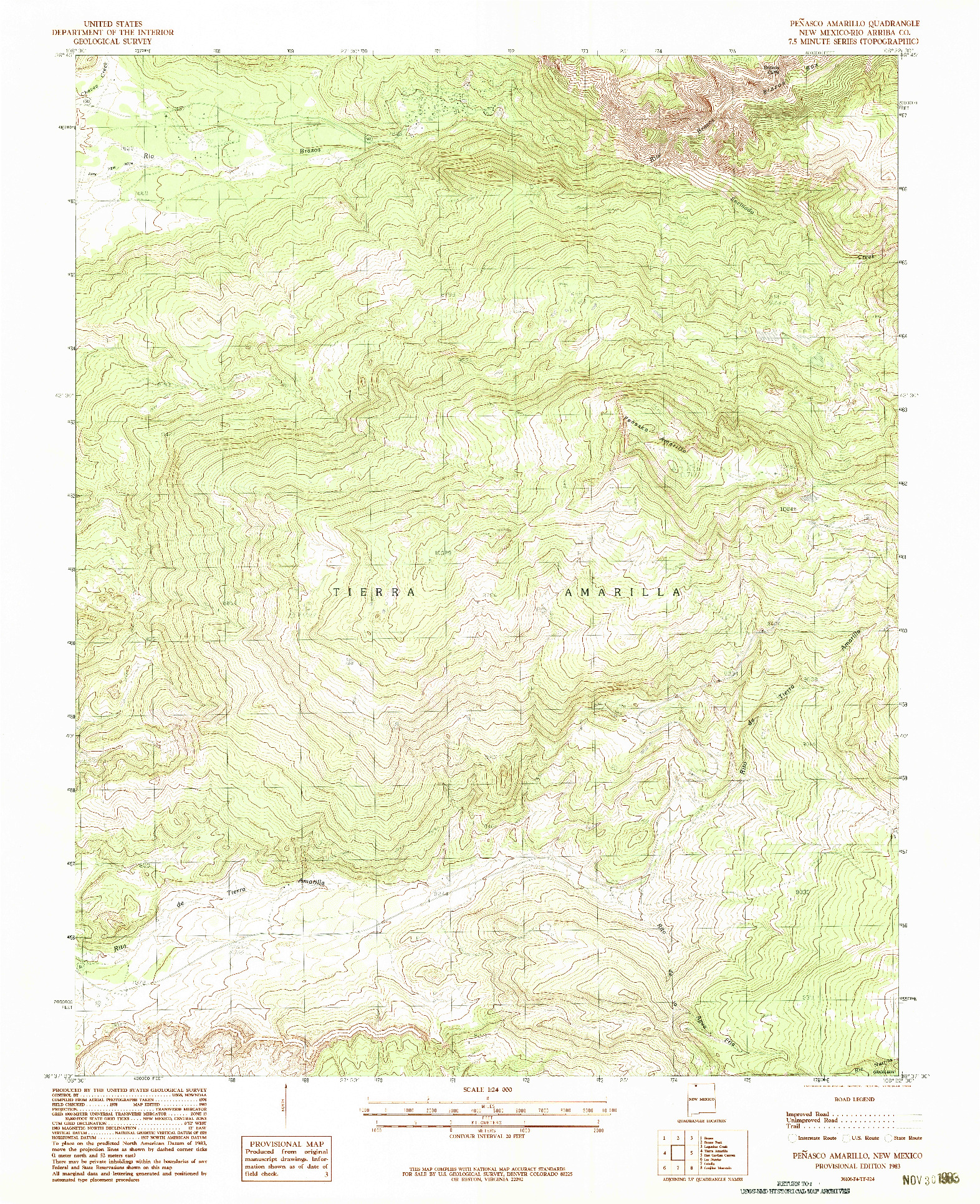 USGS 1:24000-SCALE QUADRANGLE FOR PENASCO AMARILLO, NM 1983