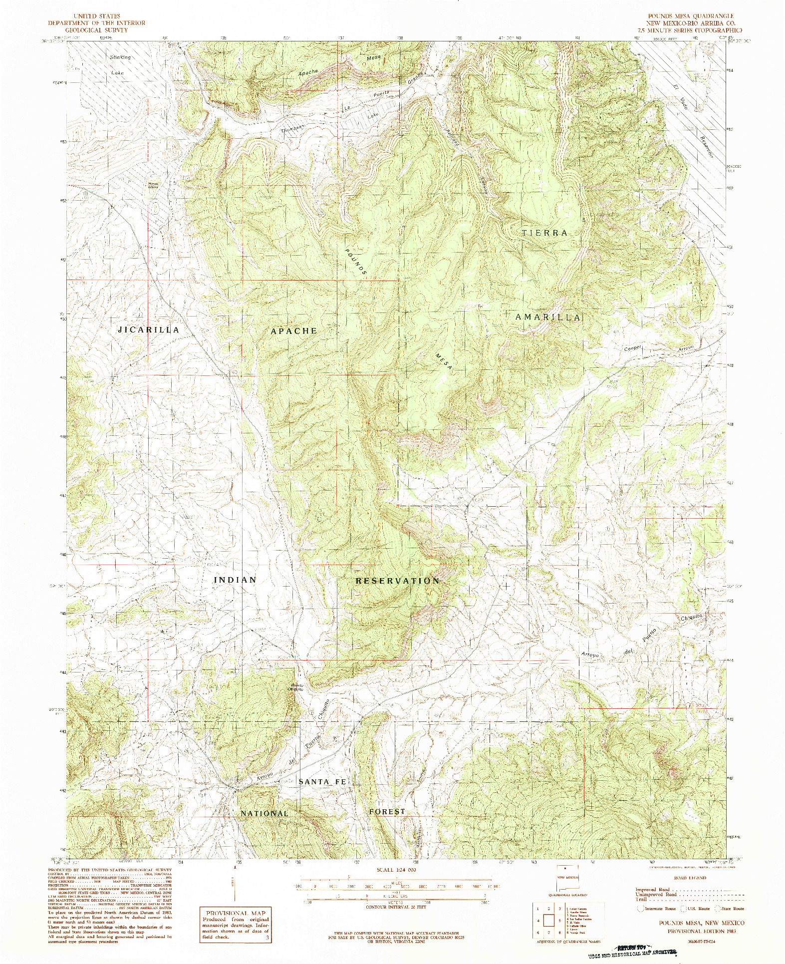 USGS 1:24000-SCALE QUADRANGLE FOR POUNDS MESA, NM 1983