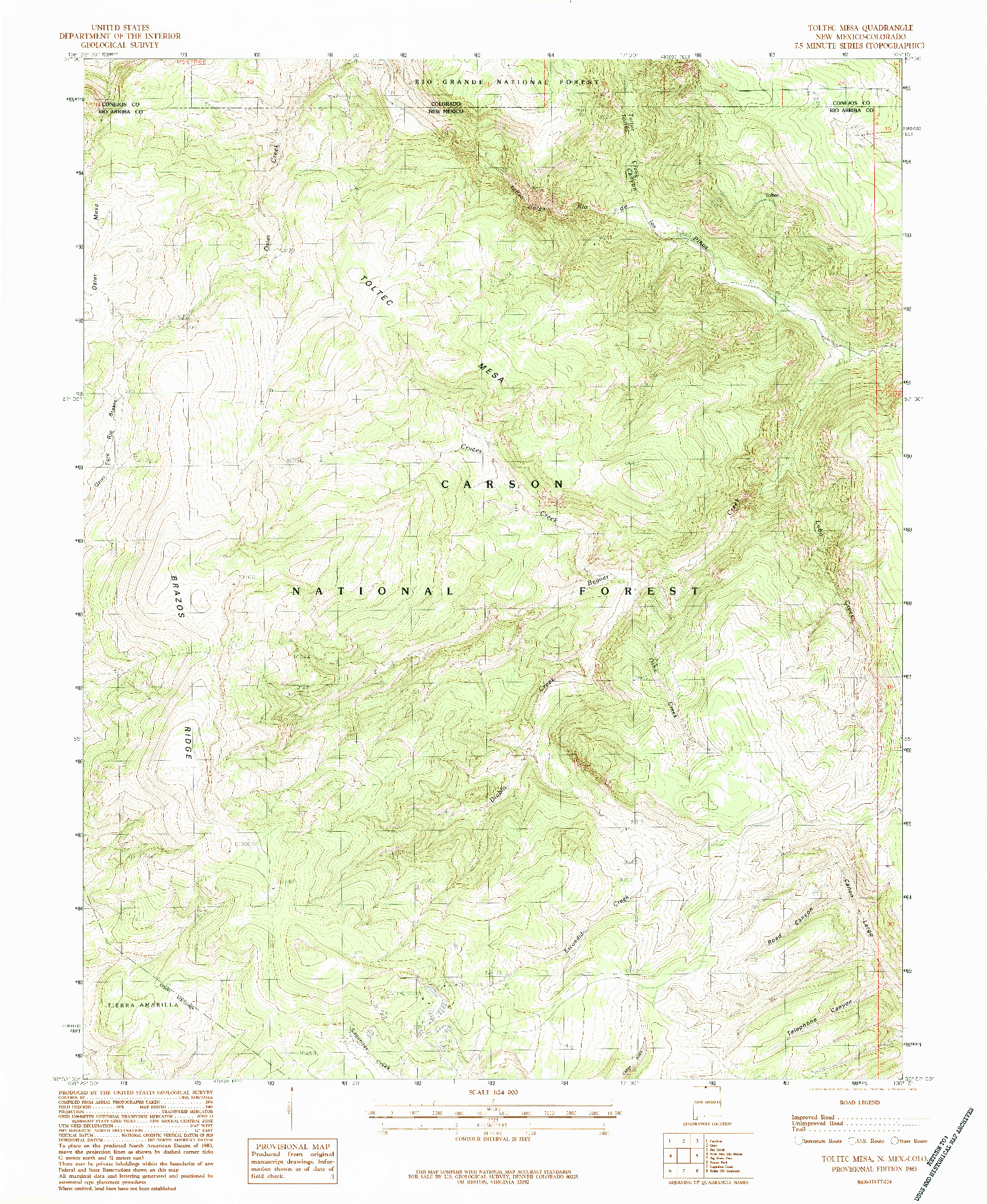 USGS 1:24000-SCALE QUADRANGLE FOR TOLTEC MESA, NM 1983