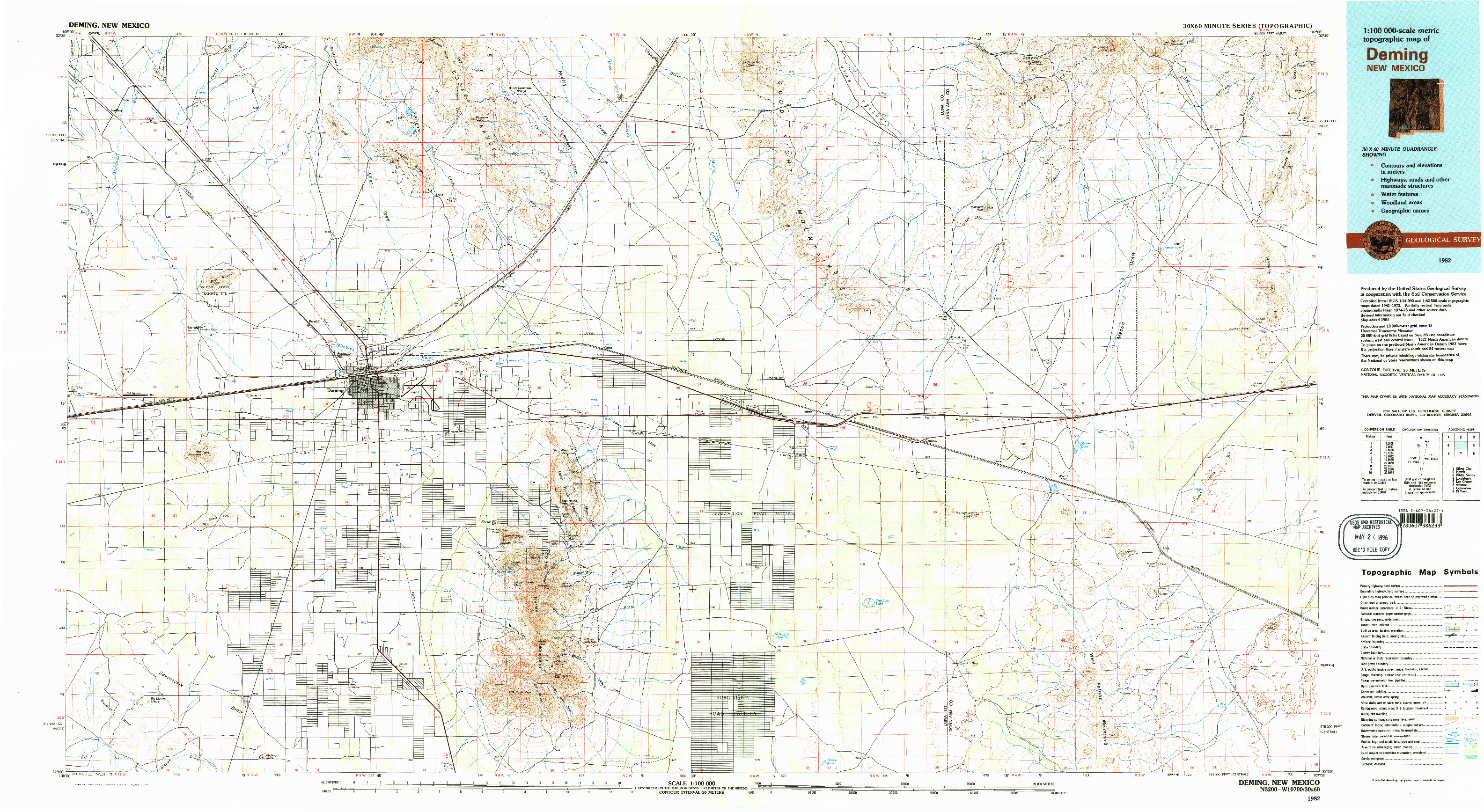 USGS 1:100000-SCALE QUADRANGLE FOR DEMING, NM 1982