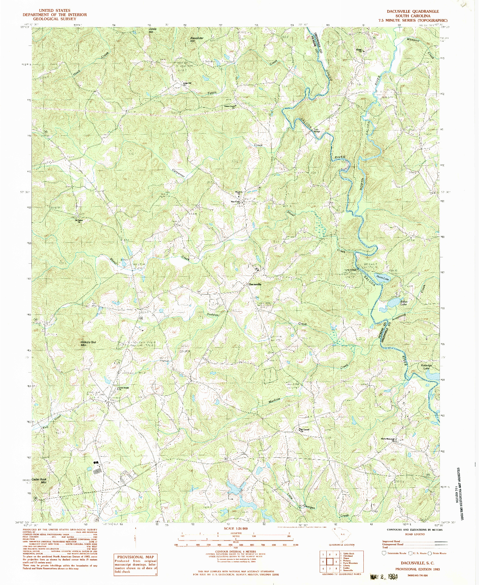 USGS 1:24000-SCALE QUADRANGLE FOR DACUSVILLE, SC 1983