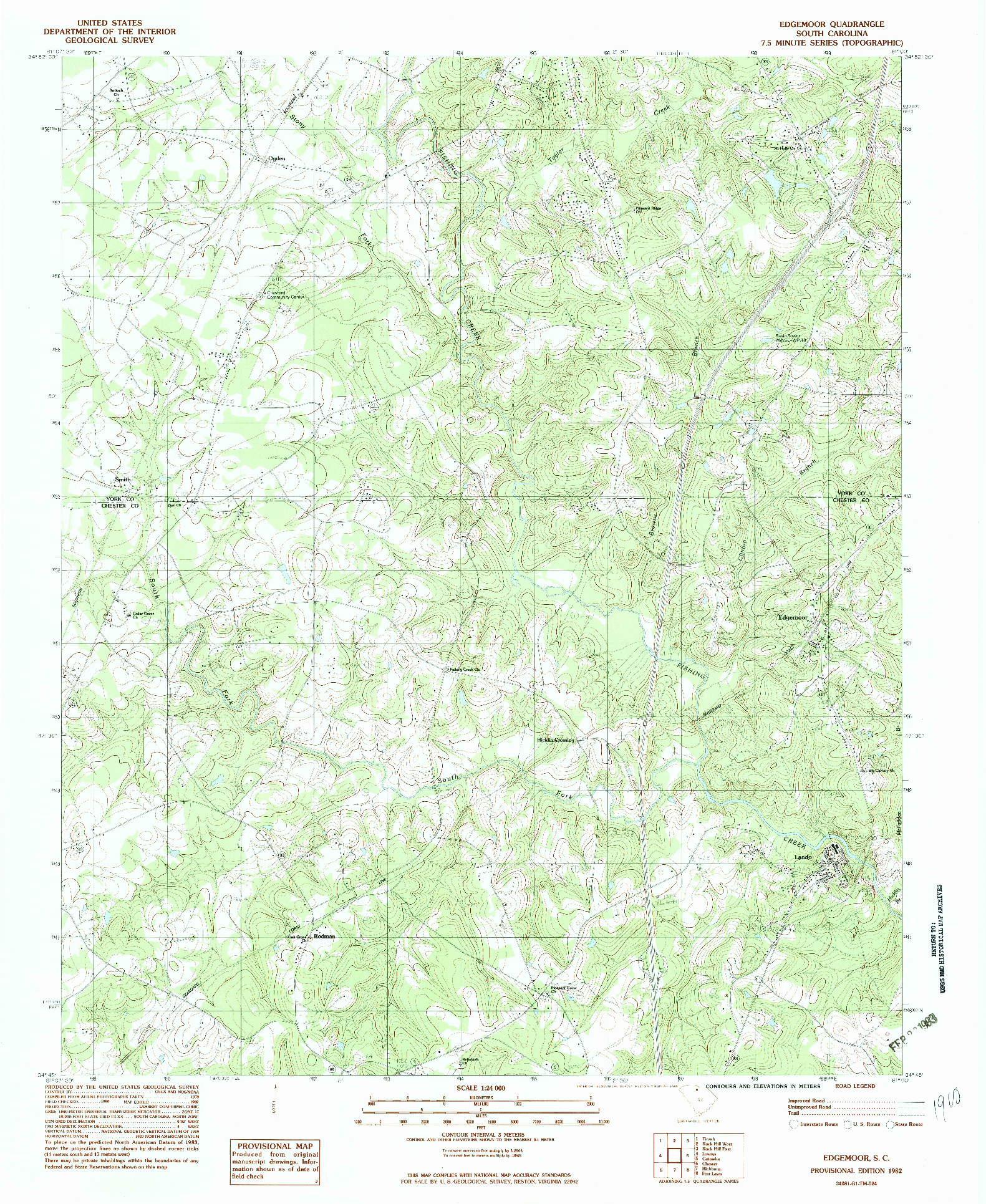 USGS 1:24000-SCALE QUADRANGLE FOR EDGEMOOR, SC 1982