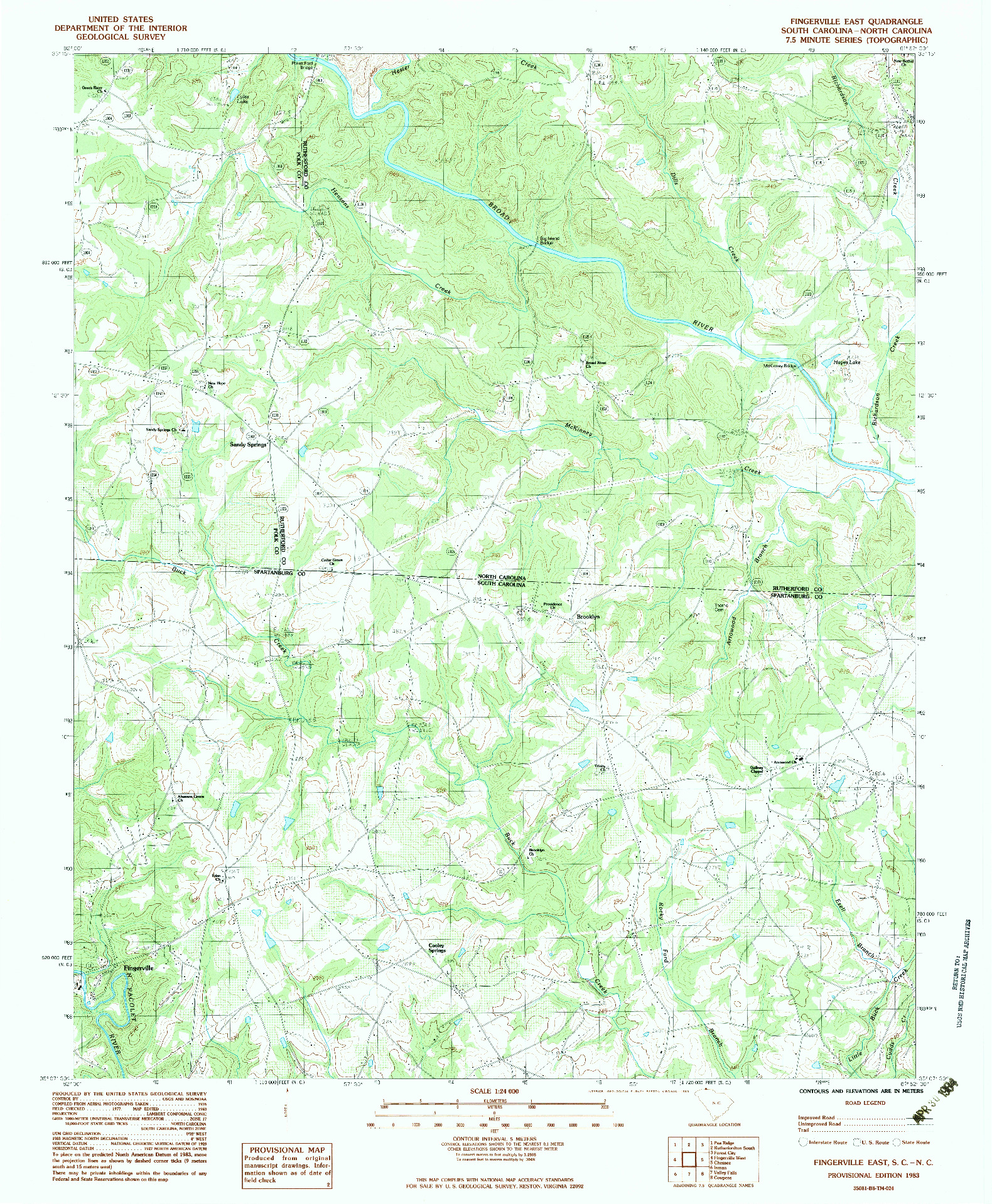 USGS 1:24000-SCALE QUADRANGLE FOR FINGERVILLE EAST, SC 1983