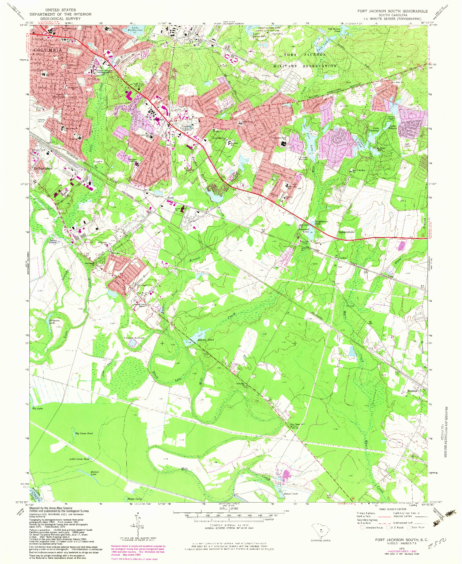 USGS 1:24000-SCALE QUADRANGLE FOR FORT JACKSON SOUTH, SC 1972