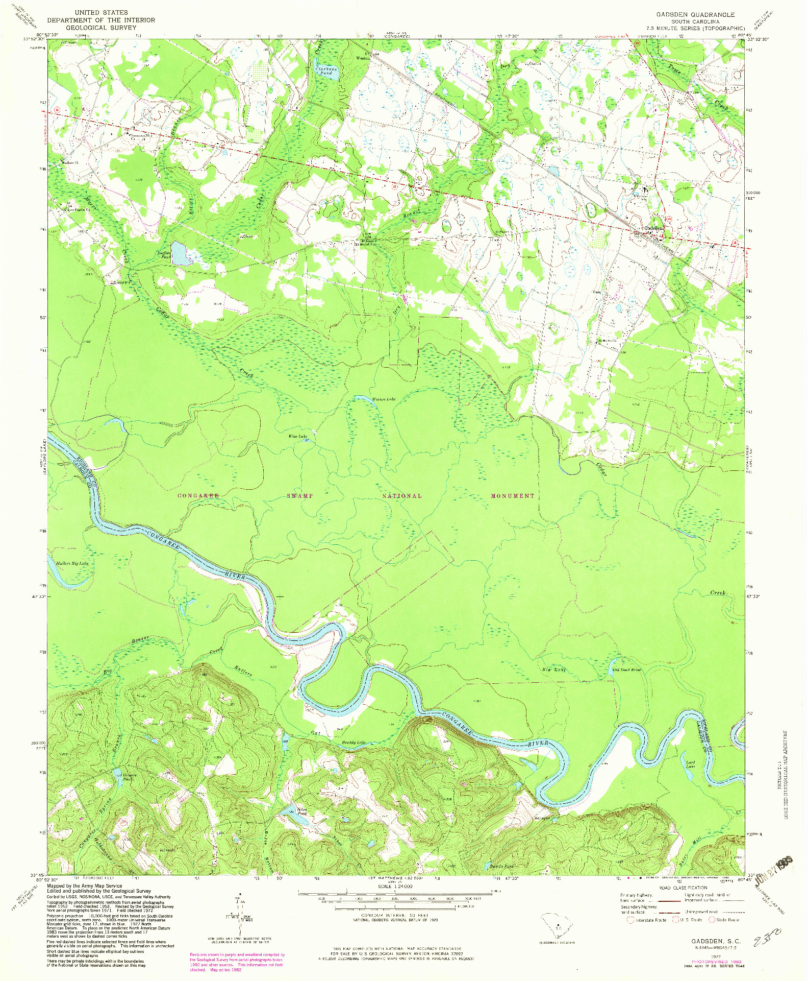 USGS 1:24000-SCALE QUADRANGLE FOR GADSDEN, SC 1972