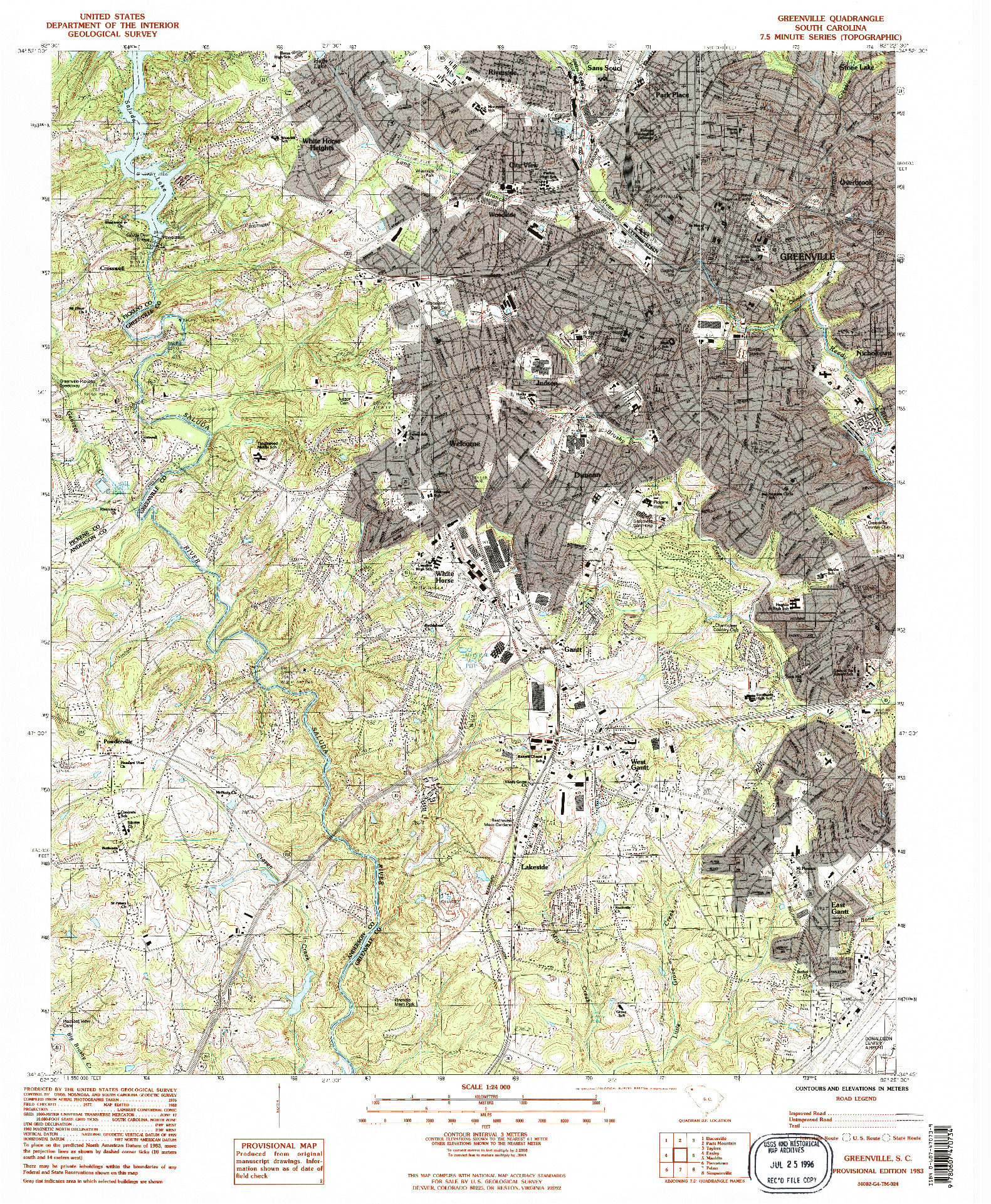 USGS 1:24000-SCALE QUADRANGLE FOR GREENVILLE, SC 1983