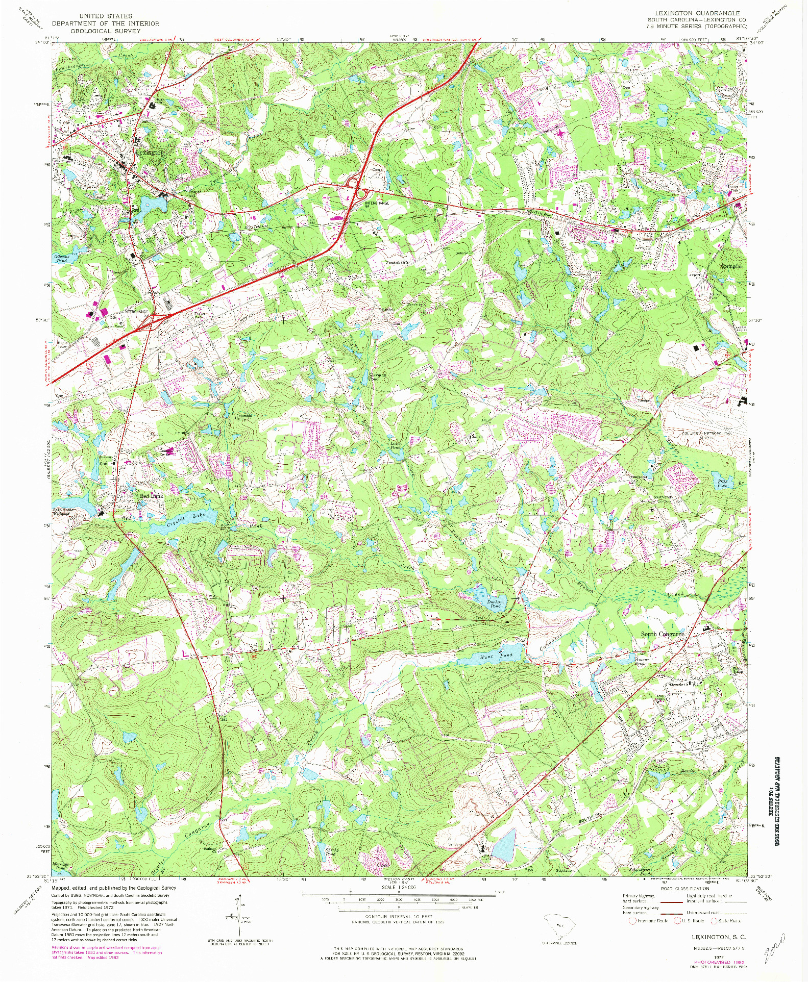 USGS 1:24000-SCALE QUADRANGLE FOR LEXINGTON, SC 1972