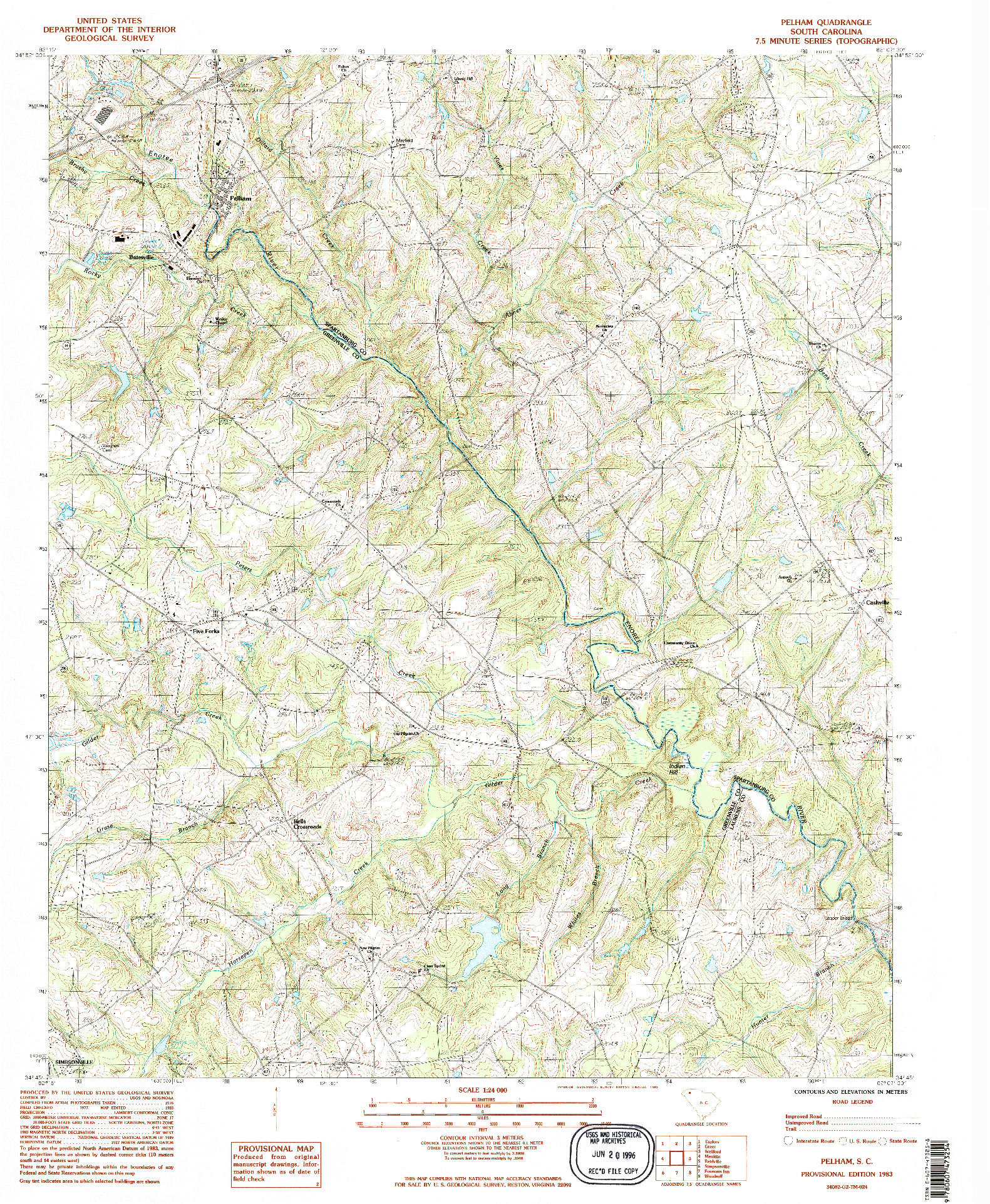 USGS 1:24000-SCALE QUADRANGLE FOR PELHAM, SC 1983