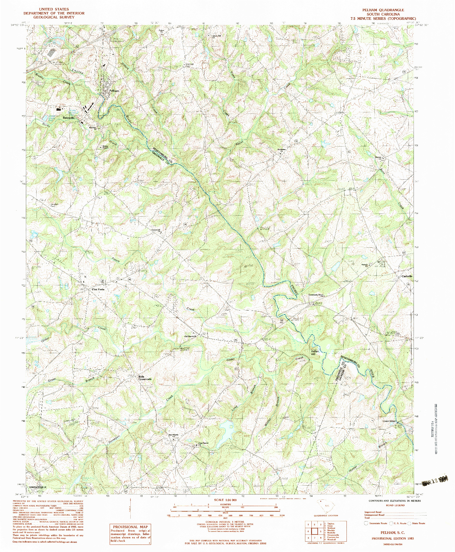 USGS 1:24000-SCALE QUADRANGLE FOR PELHAM, SC 1983