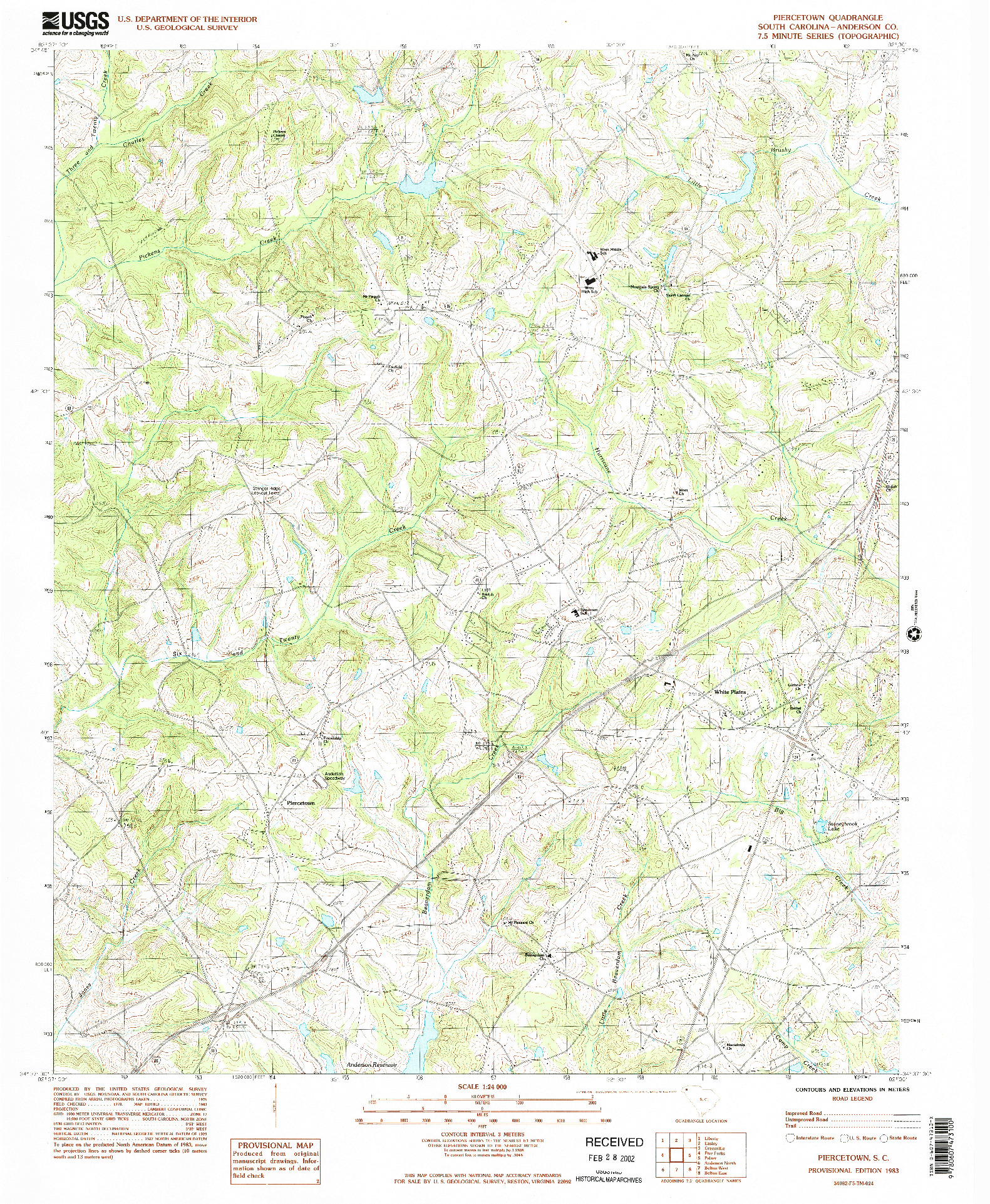 USGS 1:24000-SCALE QUADRANGLE FOR PIERCETOWN, SC 1983