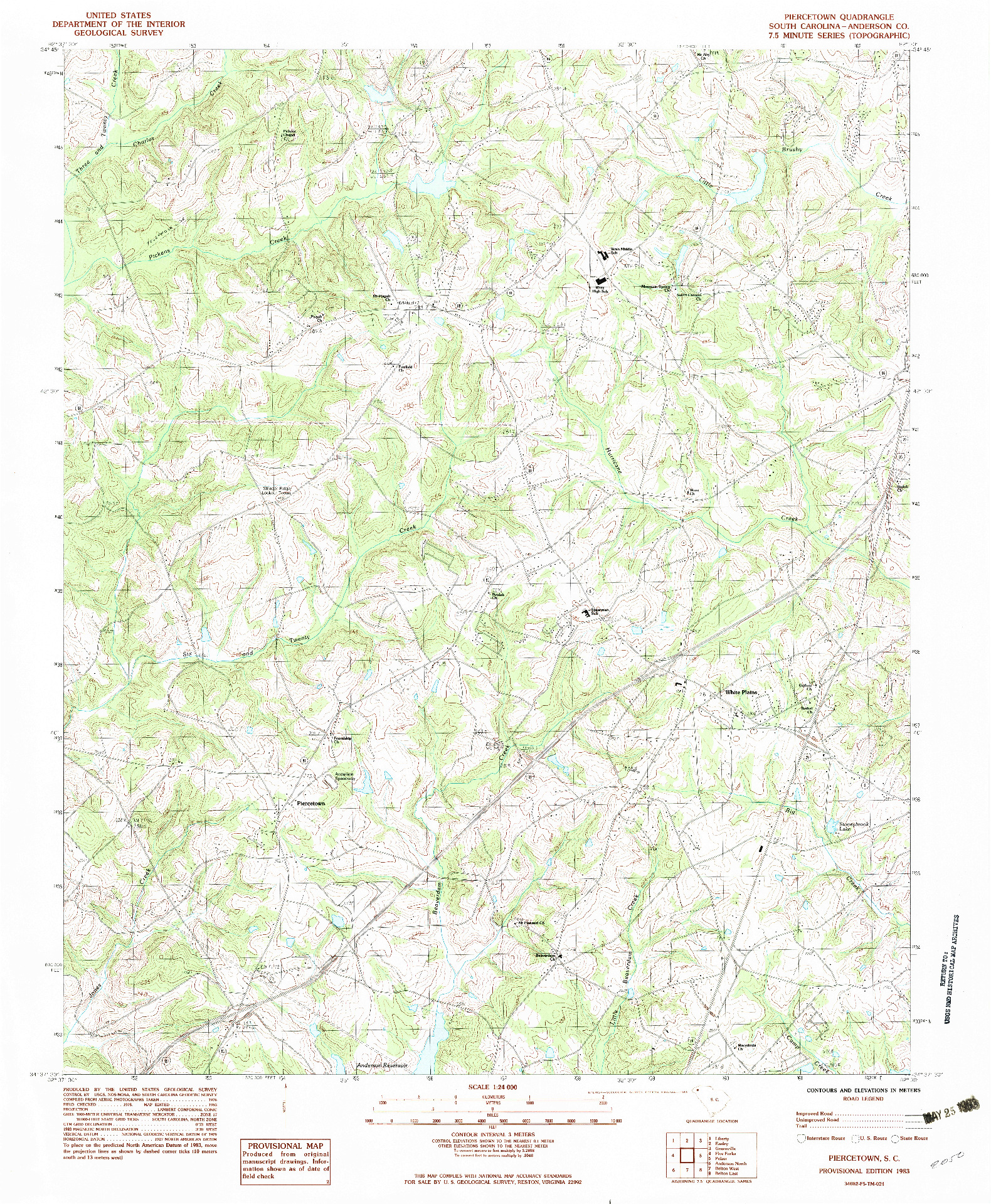 USGS 1:24000-SCALE QUADRANGLE FOR PIERCETOWN, SC 1983