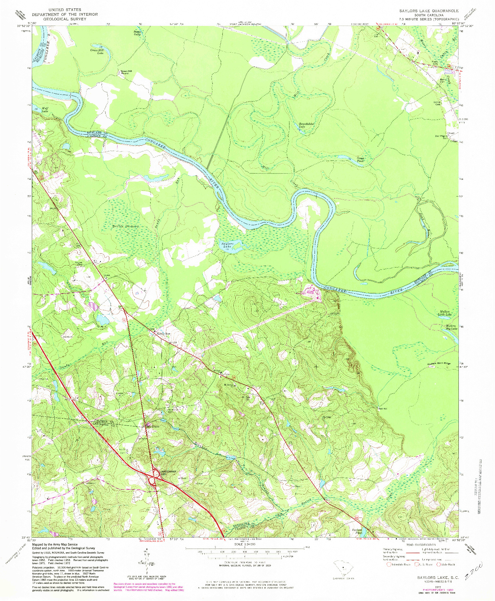 USGS 1:24000-SCALE QUADRANGLE FOR SAYLORS LAKE, SC 1972