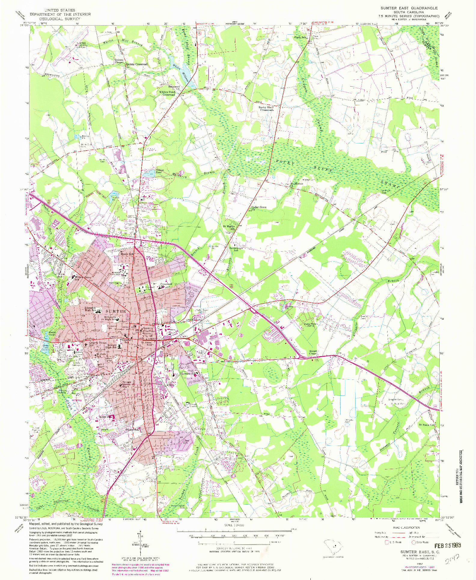 USGS 1:24000-SCALE QUADRANGLE FOR SUMTER EAST, SC 1957