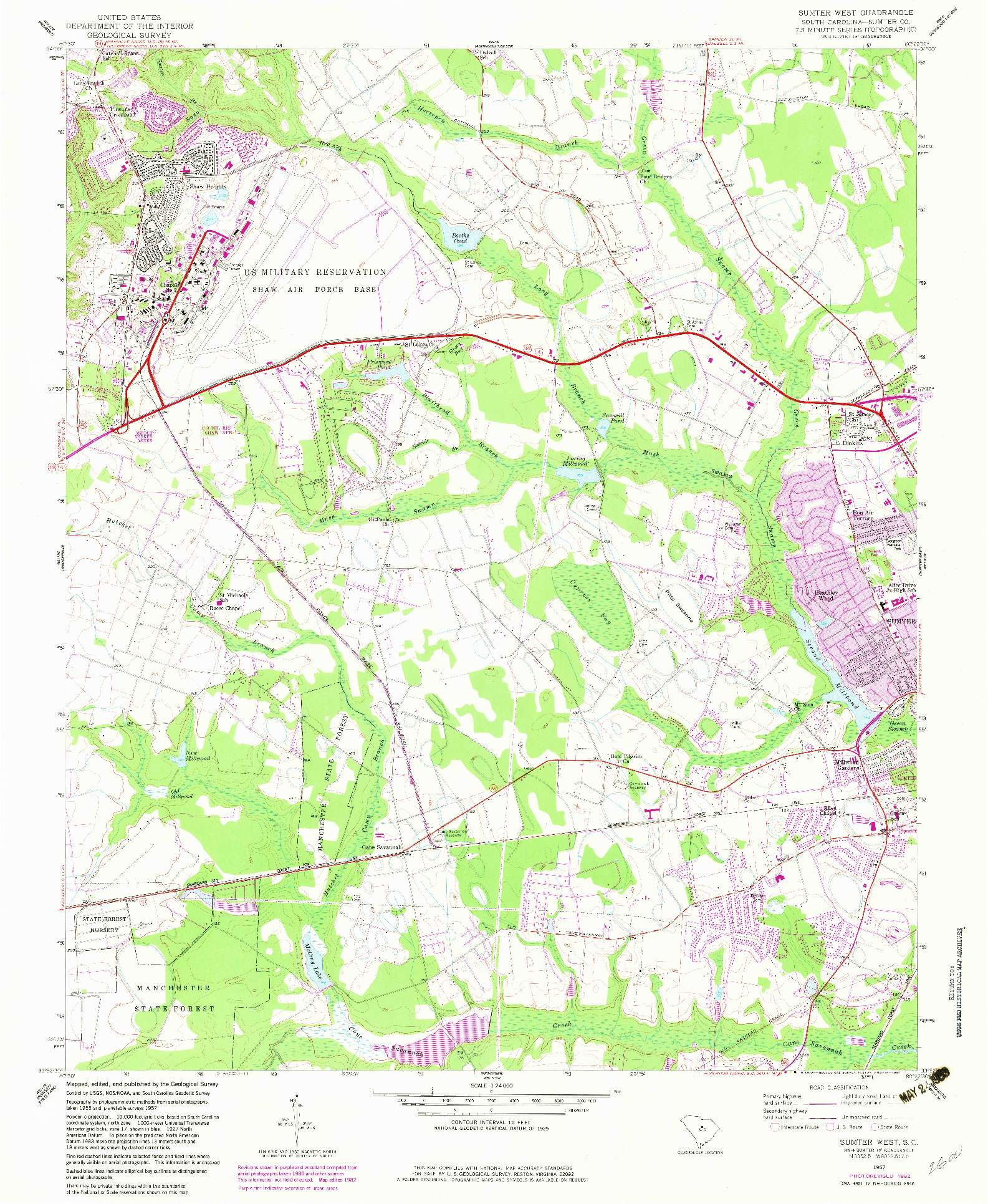 USGS 1:24000-SCALE QUADRANGLE FOR SUMTER WEST, SC 1957