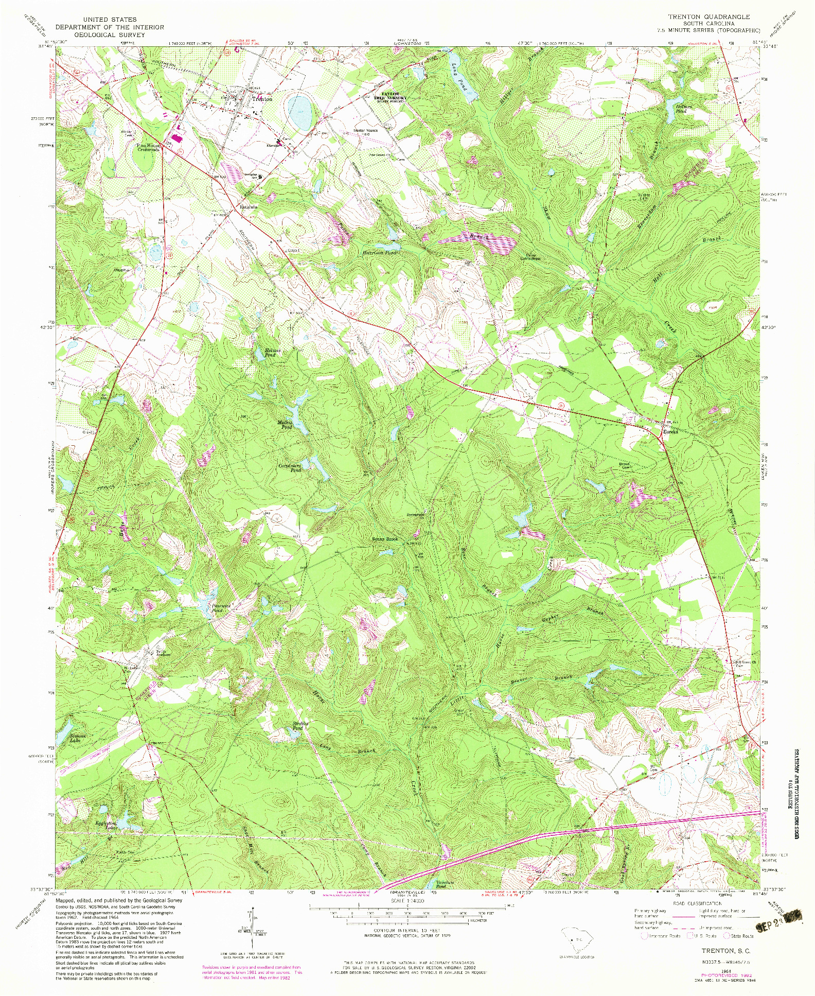 USGS 1:24000-SCALE QUADRANGLE FOR TRENTON, SC 1964