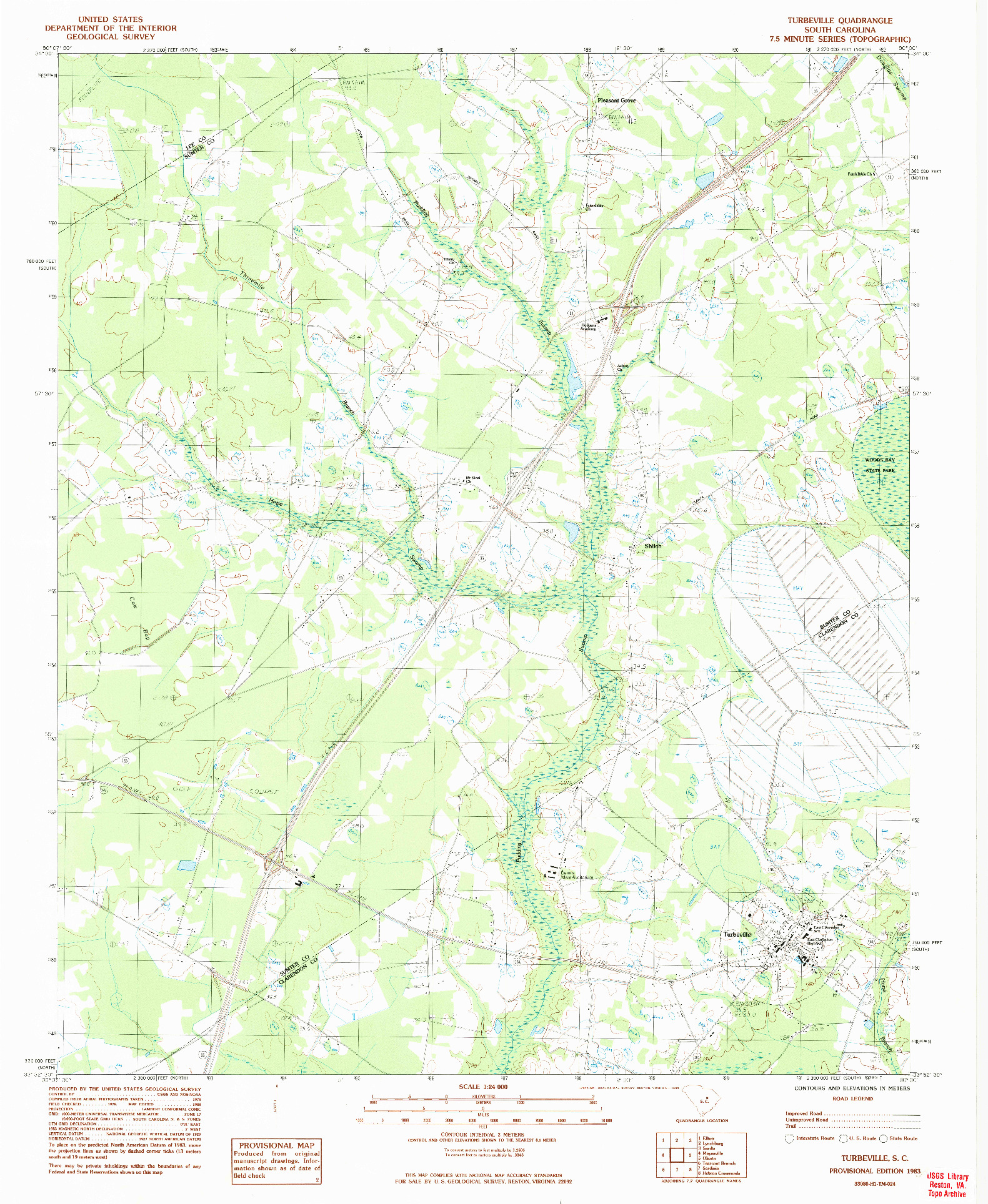 USGS 1:24000-SCALE QUADRANGLE FOR TURBEVILLE, SC 1983