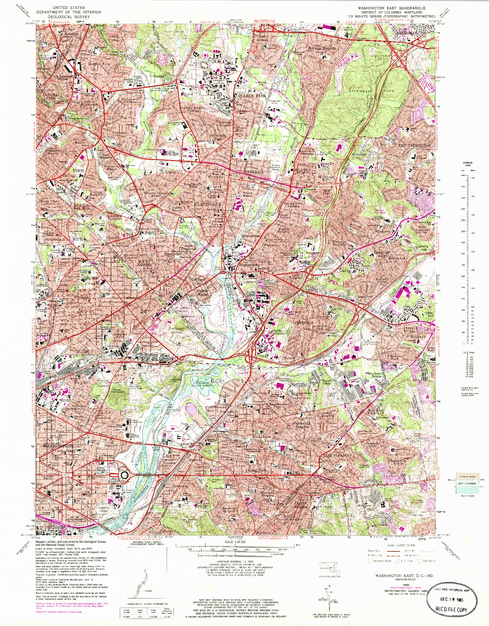 USGS 1:24000-SCALE QUADRANGLE FOR WASHINGTON EAST, DC 1965