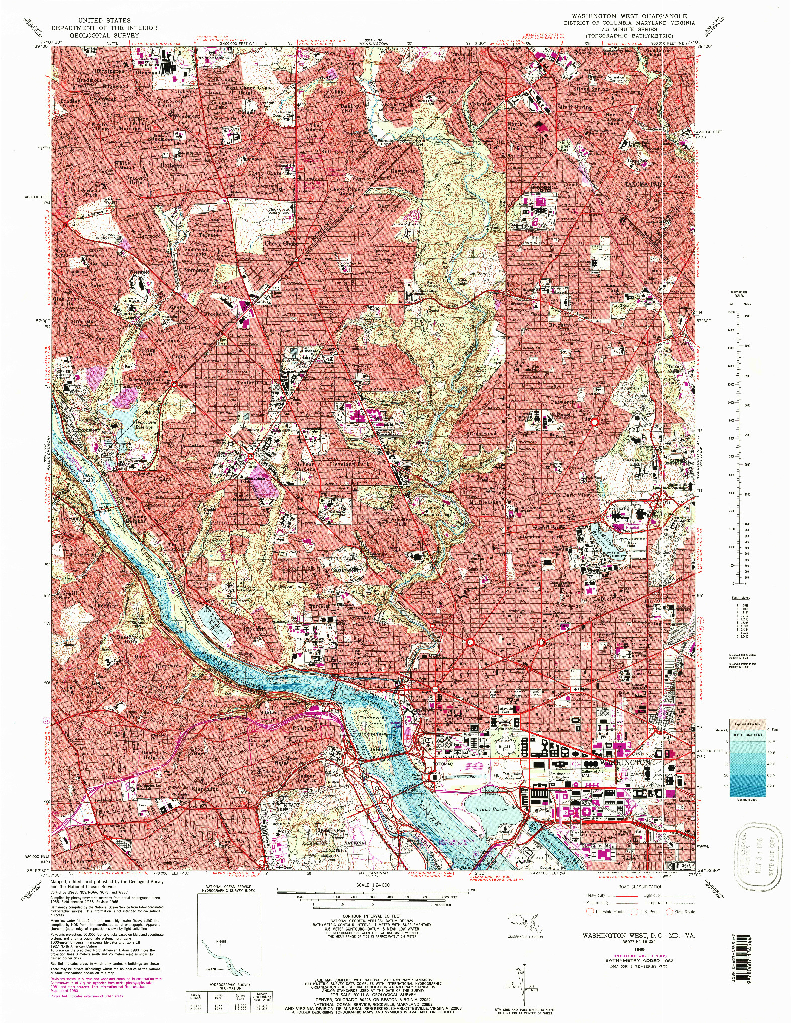 USGS 1:24000-SCALE QUADRANGLE FOR WASHINGTON WEST, DC 1965