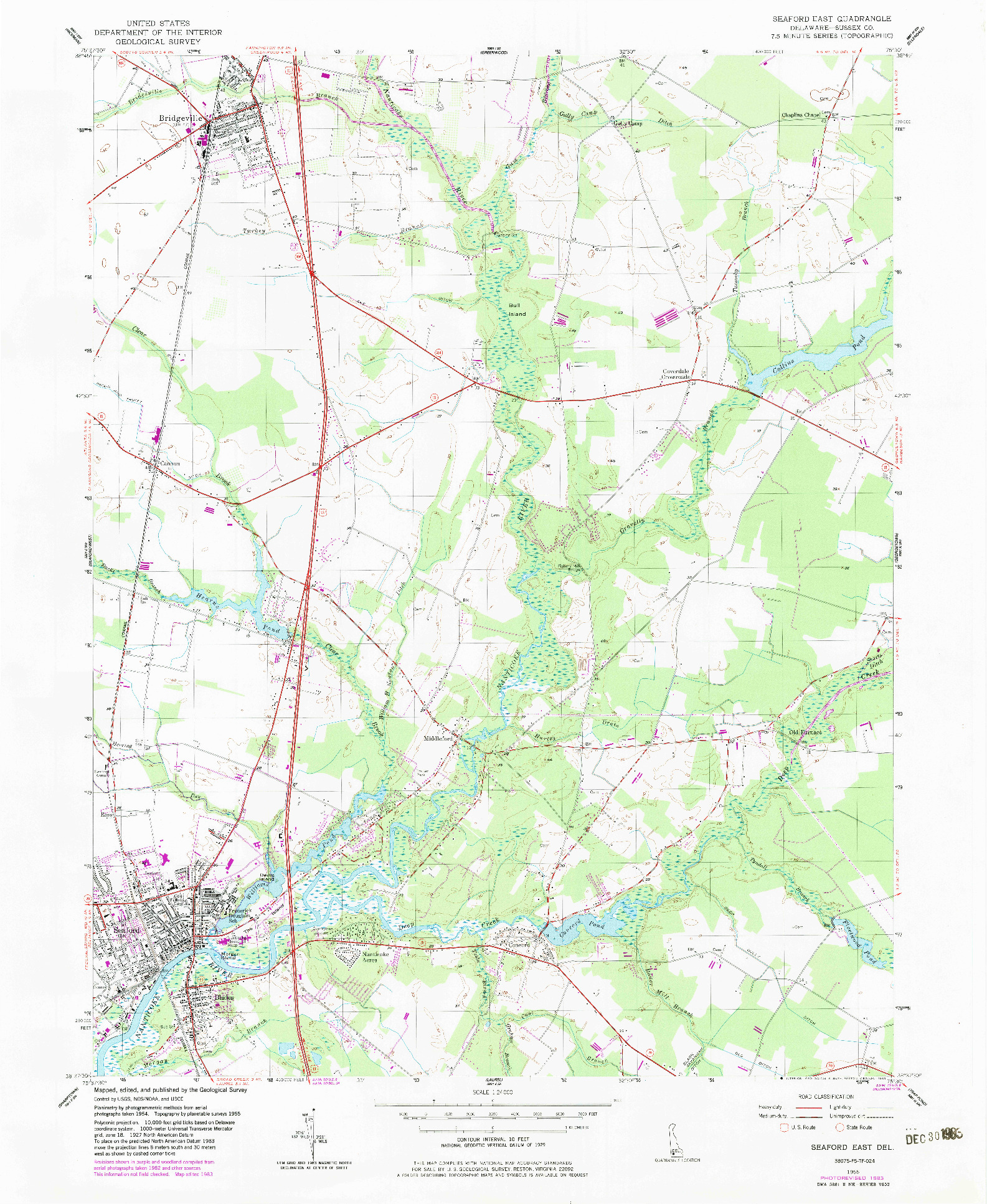 USGS 1:24000-SCALE QUADRANGLE FOR SEAFORD EAST, DE 1955