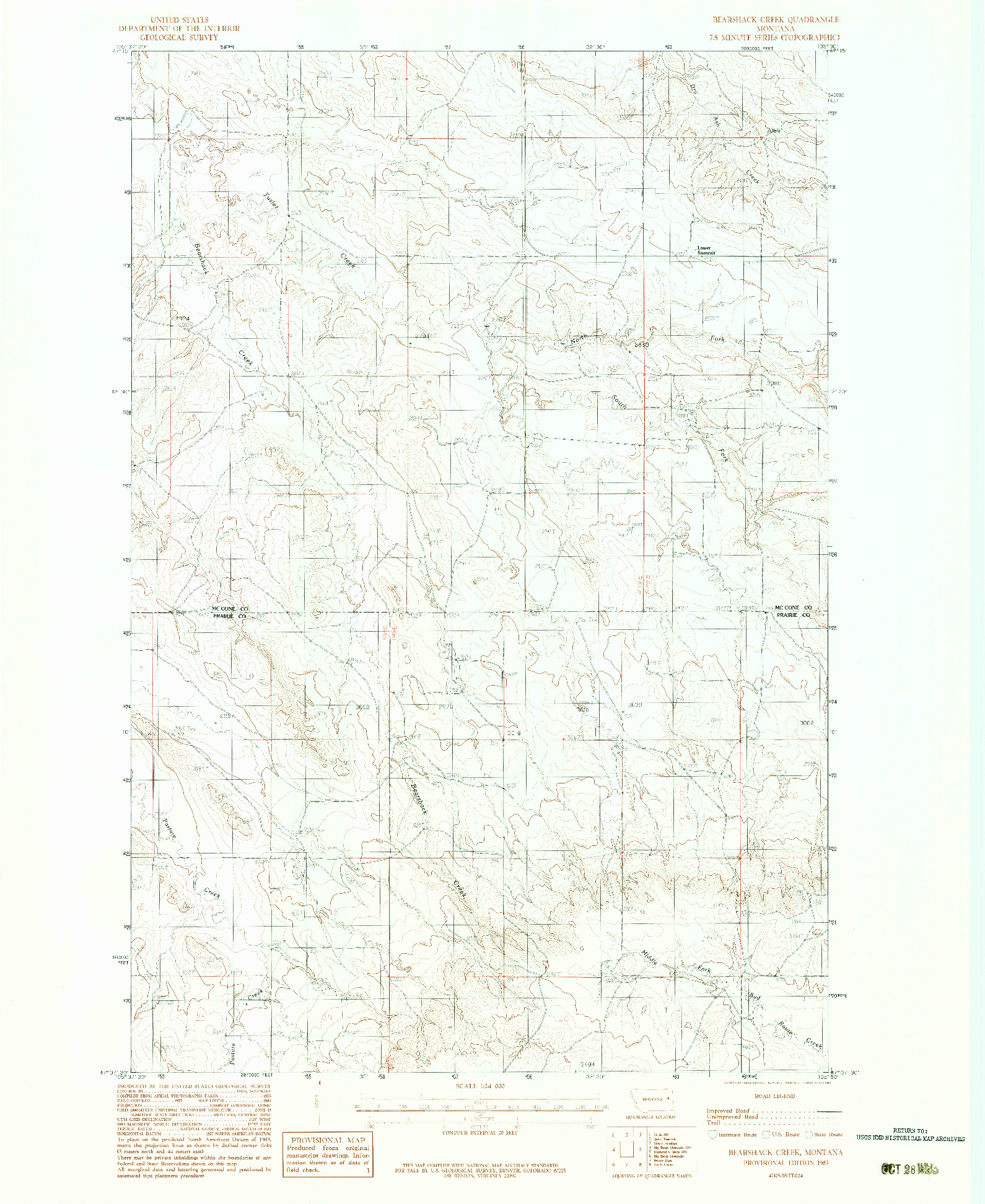 USGS 1:24000-SCALE QUADRANGLE FOR BEARSHACK CREEK, MT 1983