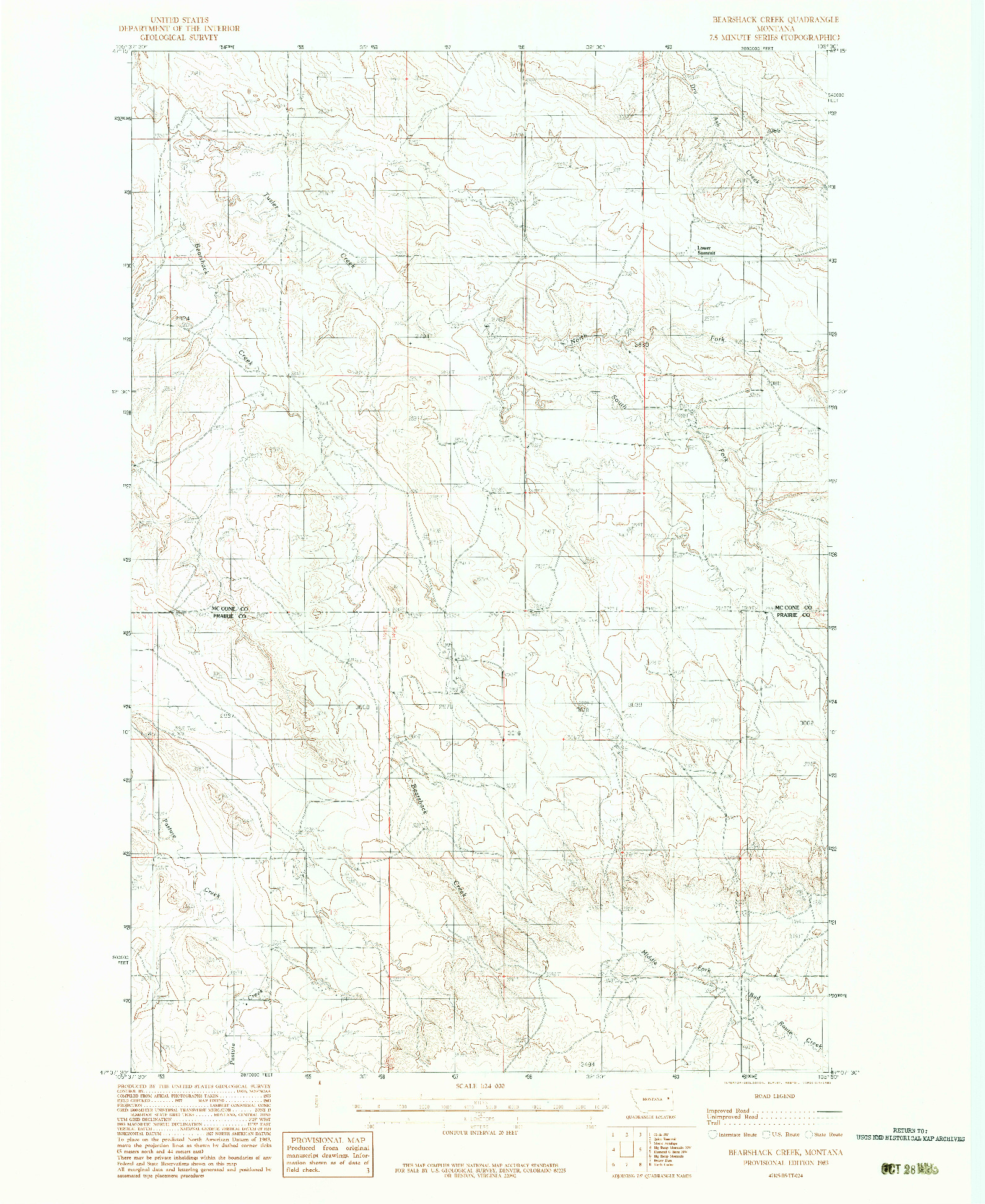 USGS 1:24000-SCALE QUADRANGLE FOR BEARSHACK CREEK, MT 1983