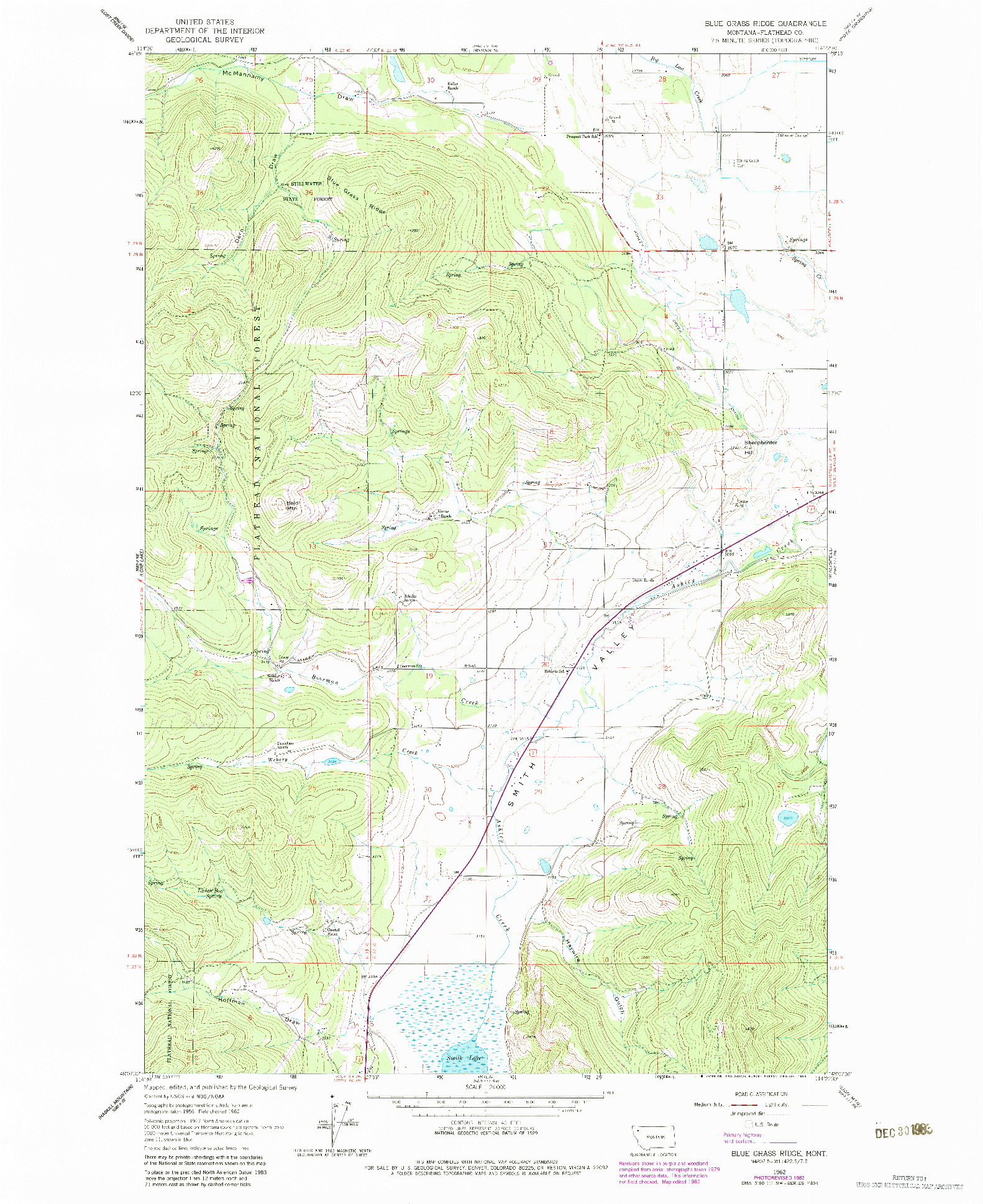 USGS 1:24000-SCALE QUADRANGLE FOR BLUE GRASS RIDGE, MT 1962
