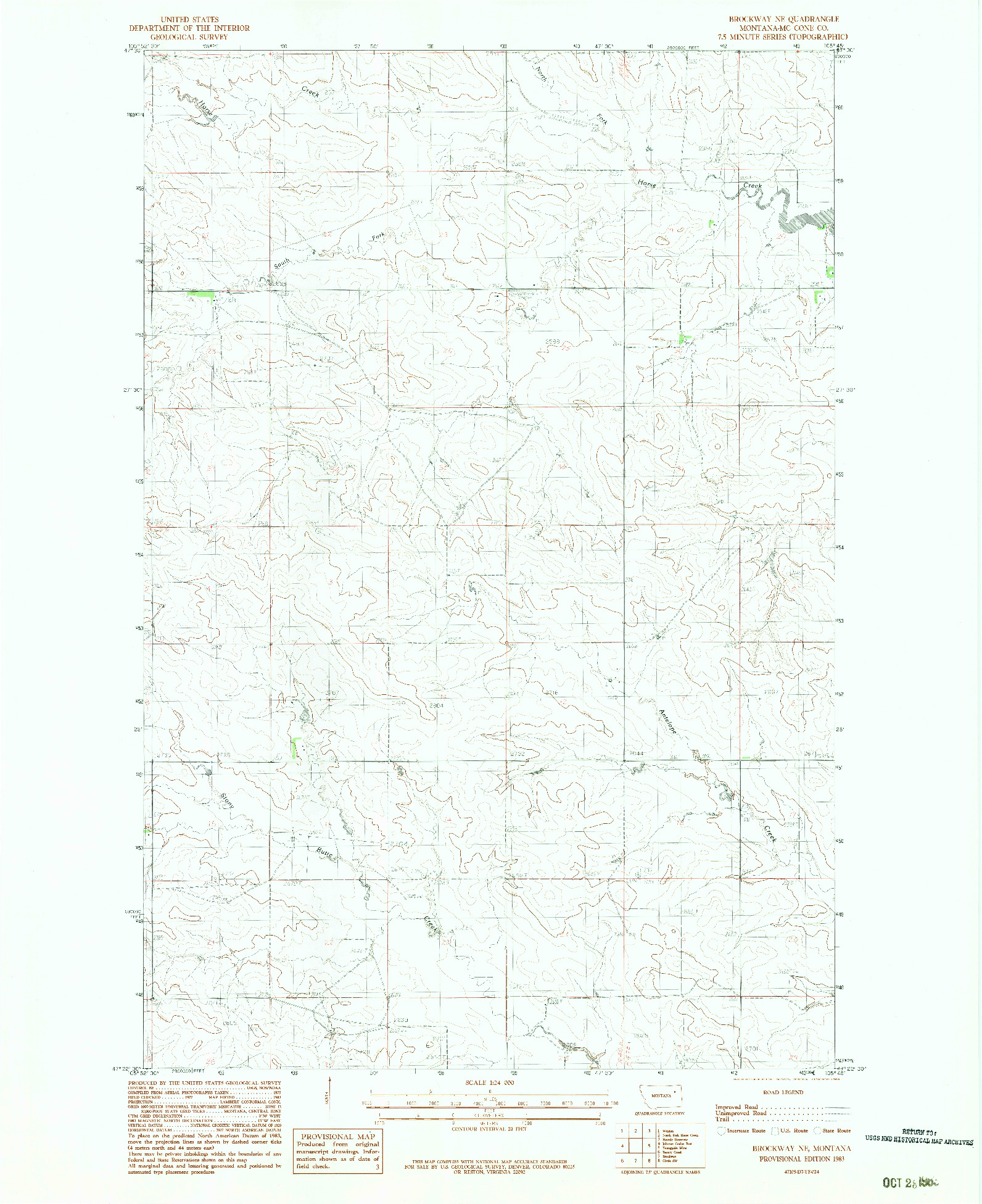 USGS 1:24000-SCALE QUADRANGLE FOR BROCKWAY NE, MT 1983