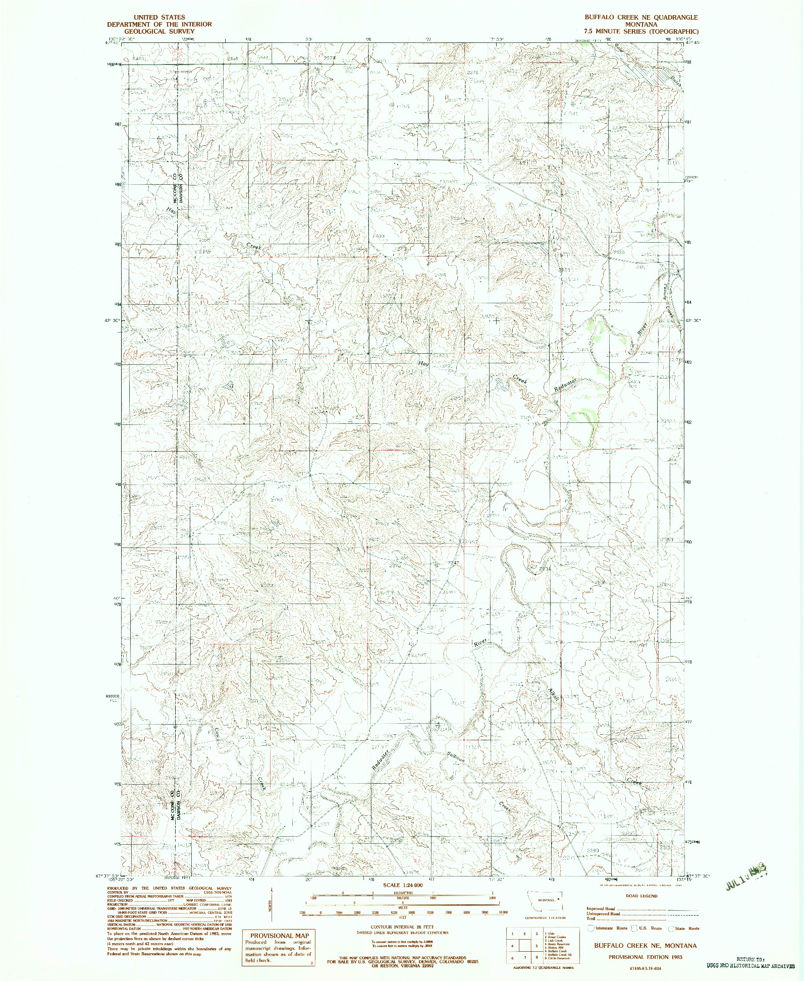 USGS 1:24000-SCALE QUADRANGLE FOR BUFFALO CREEK NE, MT 1983