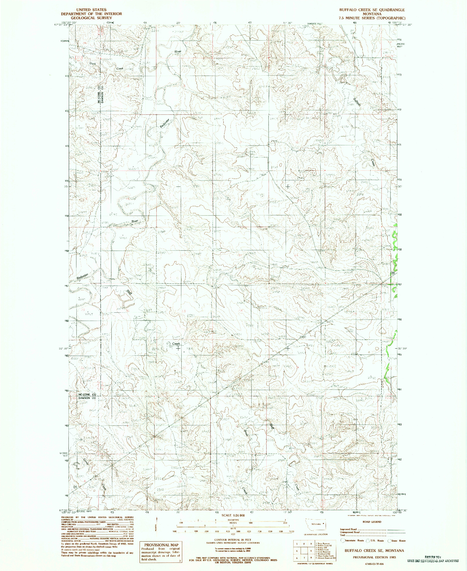 USGS 1:24000-SCALE QUADRANGLE FOR BUFFALO CREEK SE, MT 1983