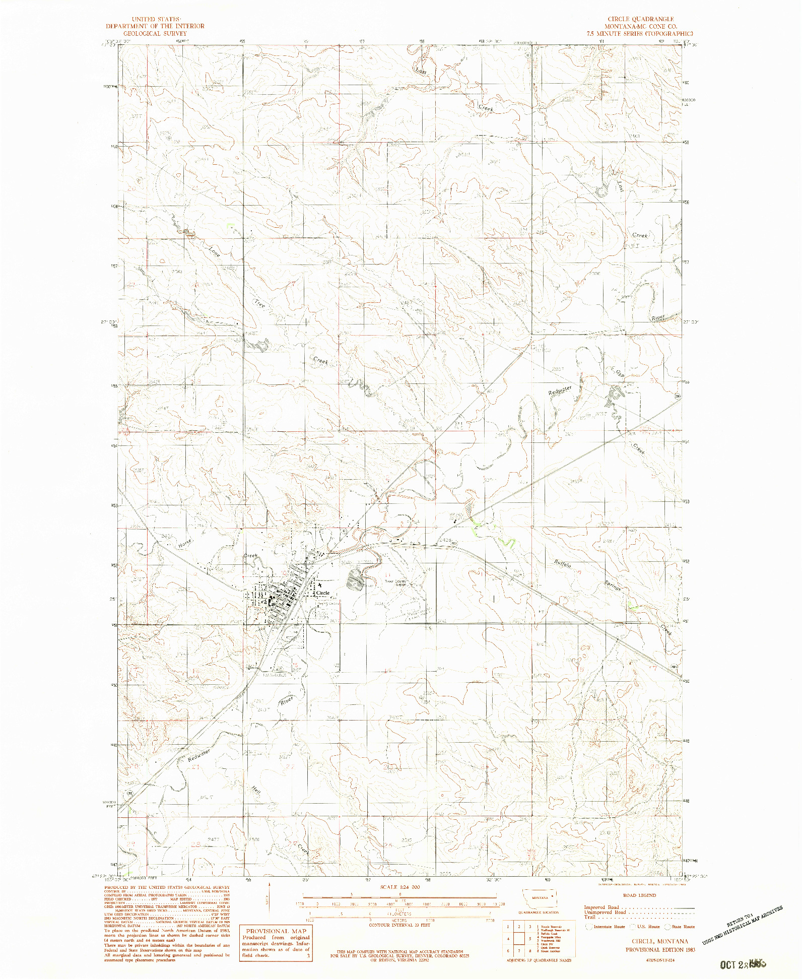 USGS 1:24000-SCALE QUADRANGLE FOR CIRCLE, MT 1983