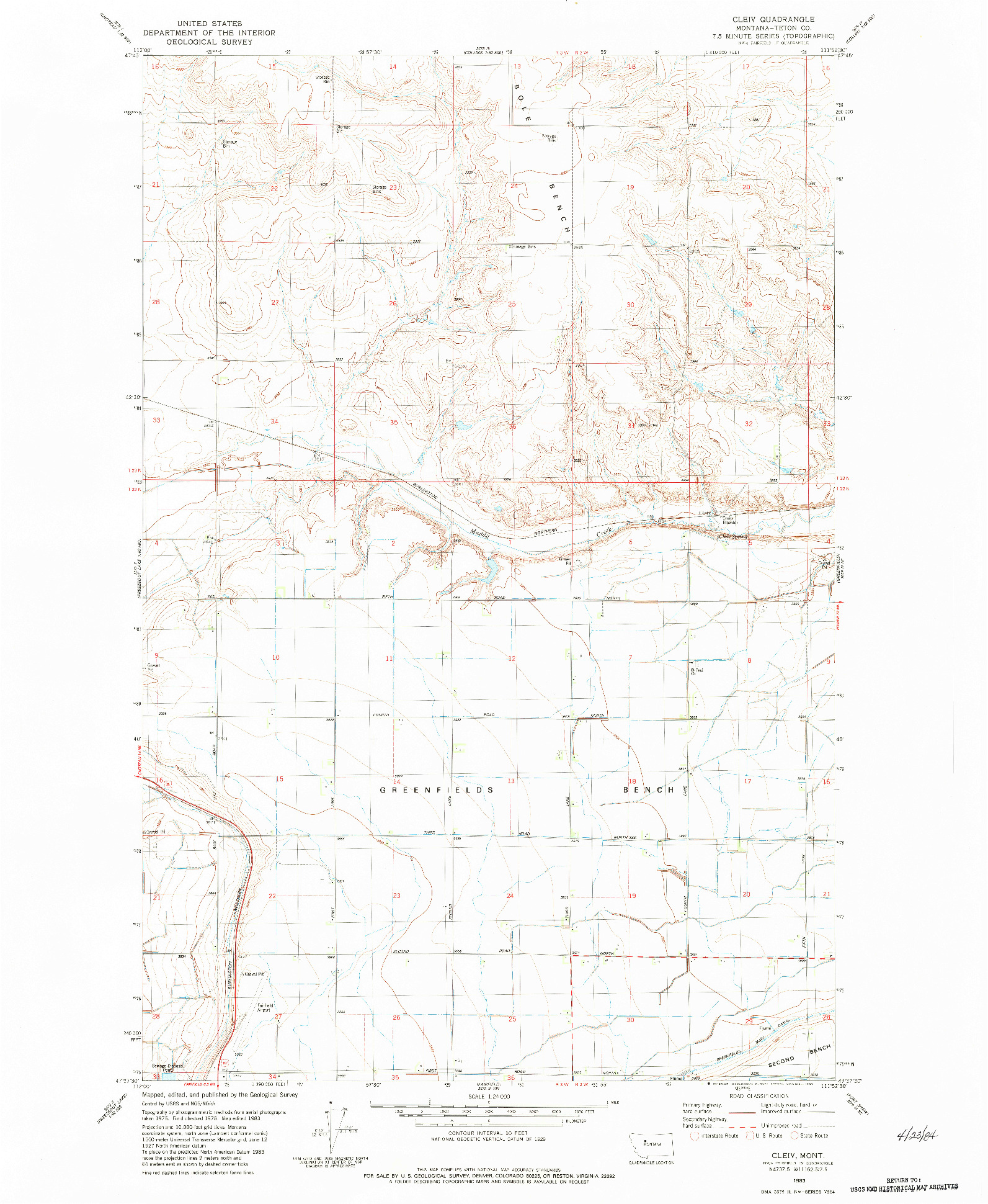 USGS 1:24000-SCALE QUADRANGLE FOR CLEIV, MT 1983