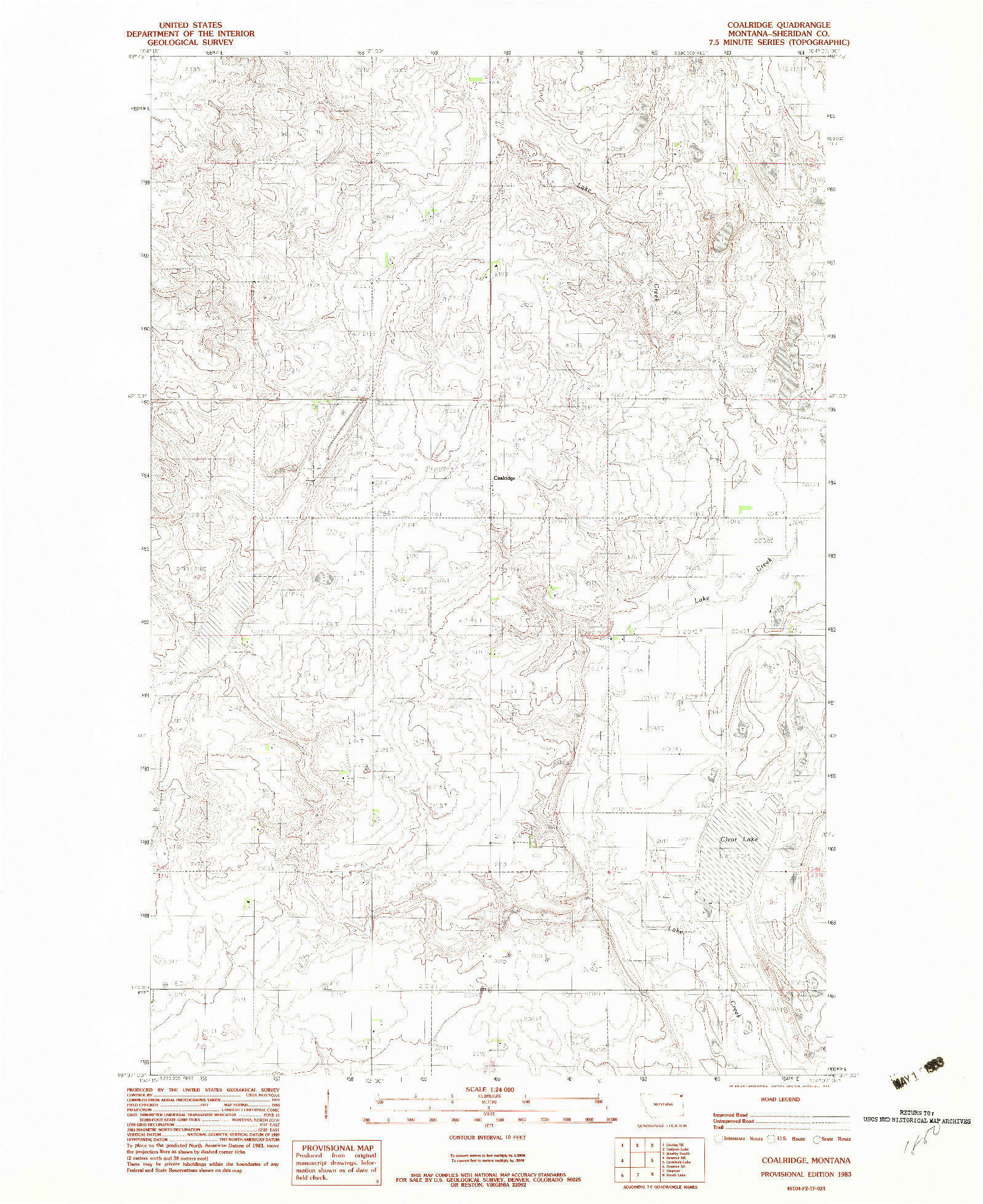 USGS 1:24000-SCALE QUADRANGLE FOR COALRIDGE, MT 1983