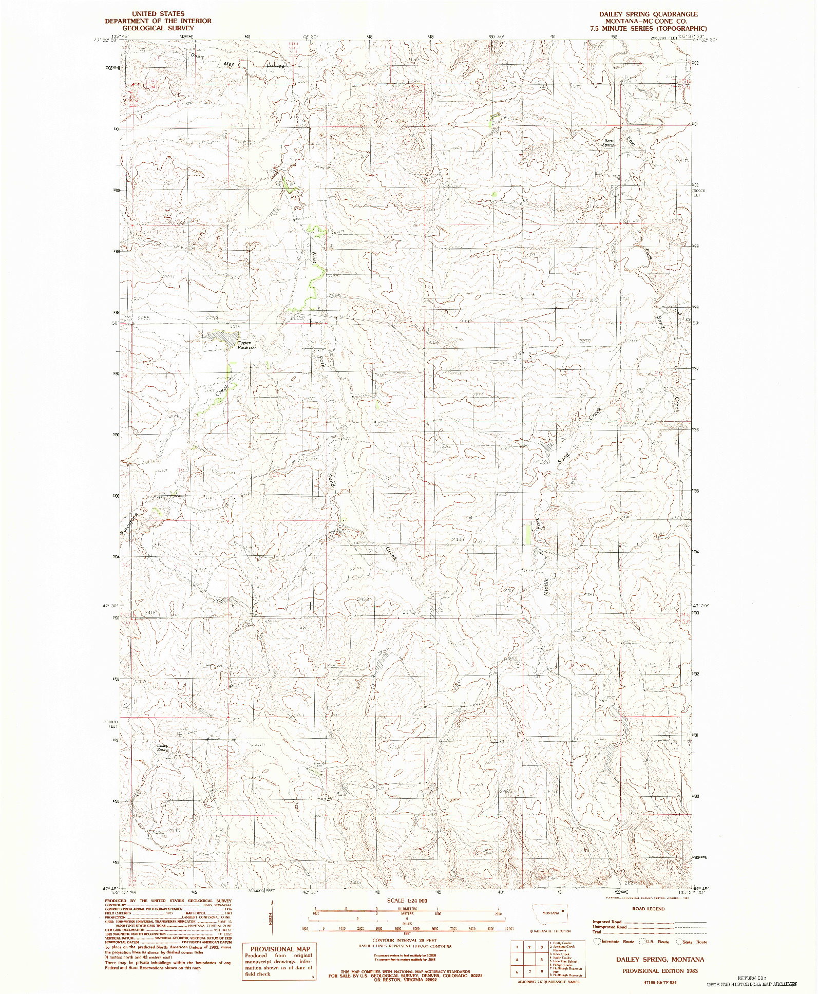 USGS 1:24000-SCALE QUADRANGLE FOR DAILEY SPRING, MT 1983