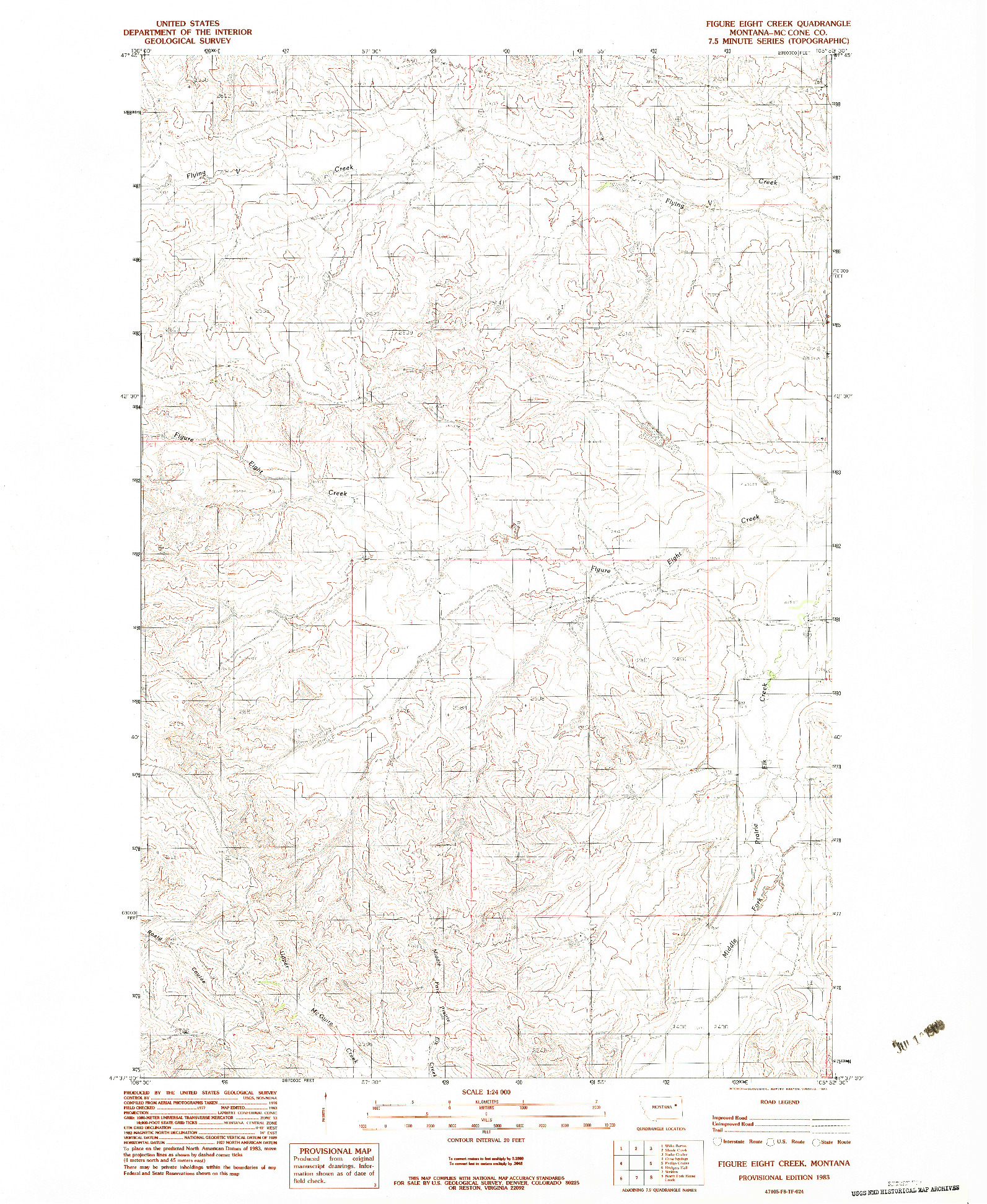 USGS 1:24000-SCALE QUADRANGLE FOR FIGURE EIGHT CREEK, MT 1983
