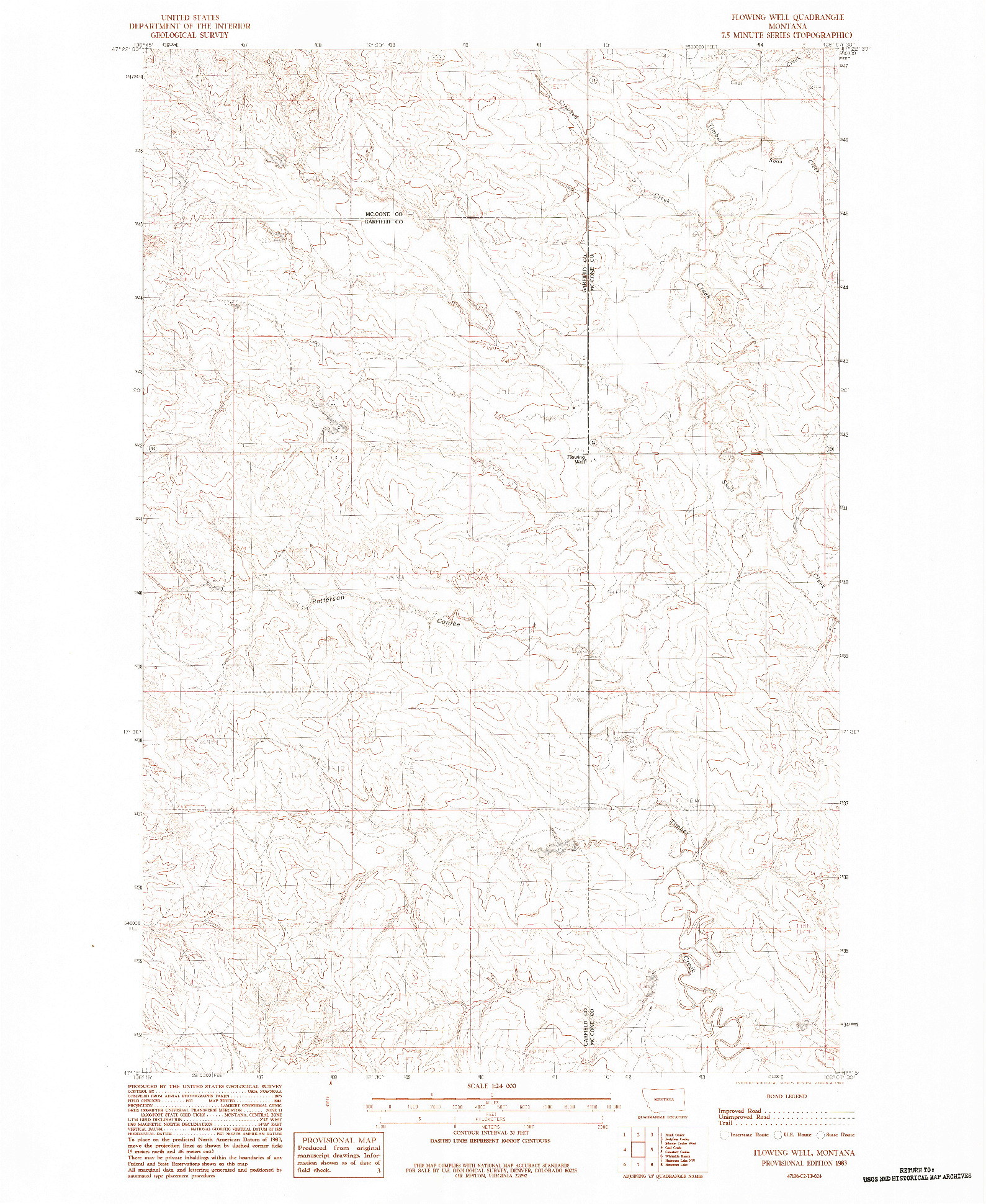 USGS 1:24000-SCALE QUADRANGLE FOR FLOWING WELL, MT 1983