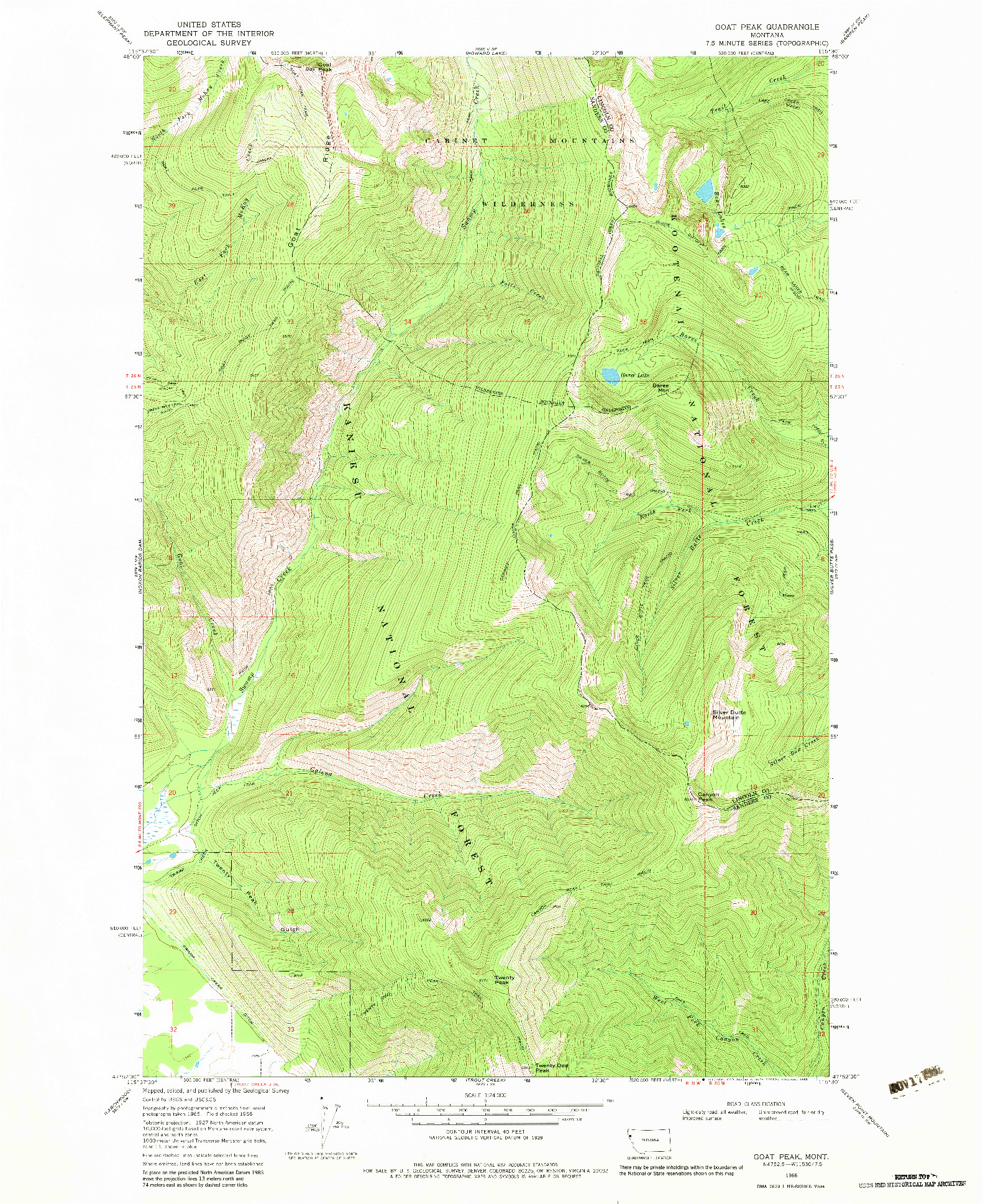 USGS 1:24000-SCALE QUADRANGLE FOR GOAT PEAK, MT 1966