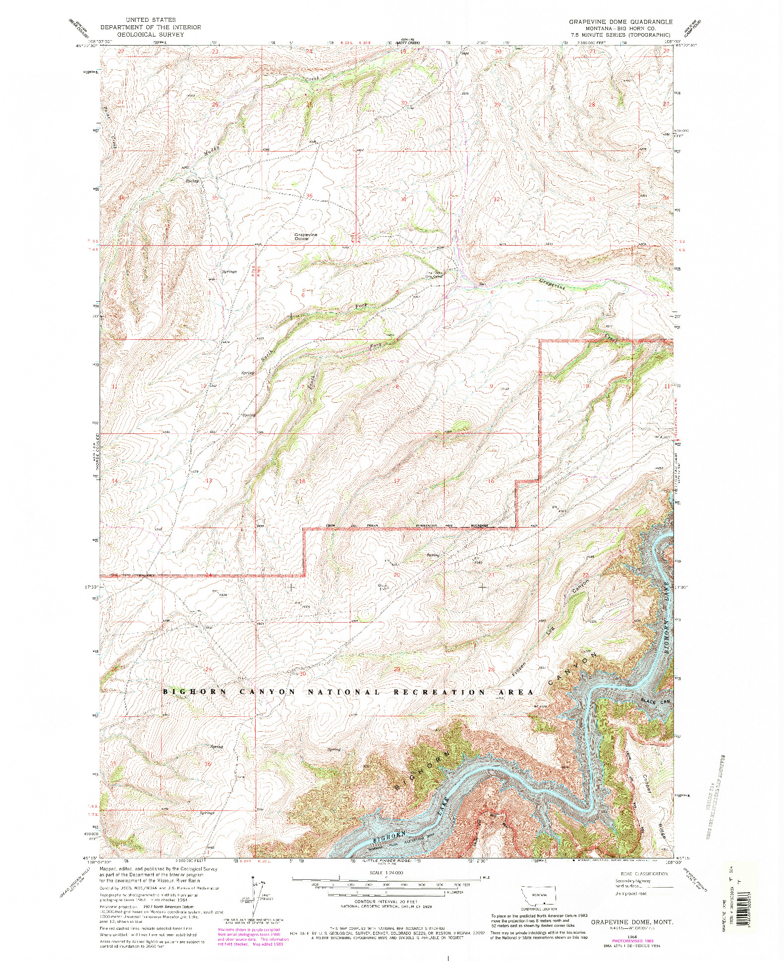 USGS 1:24000-SCALE QUADRANGLE FOR GRAPEVINE DOME, MT 1964