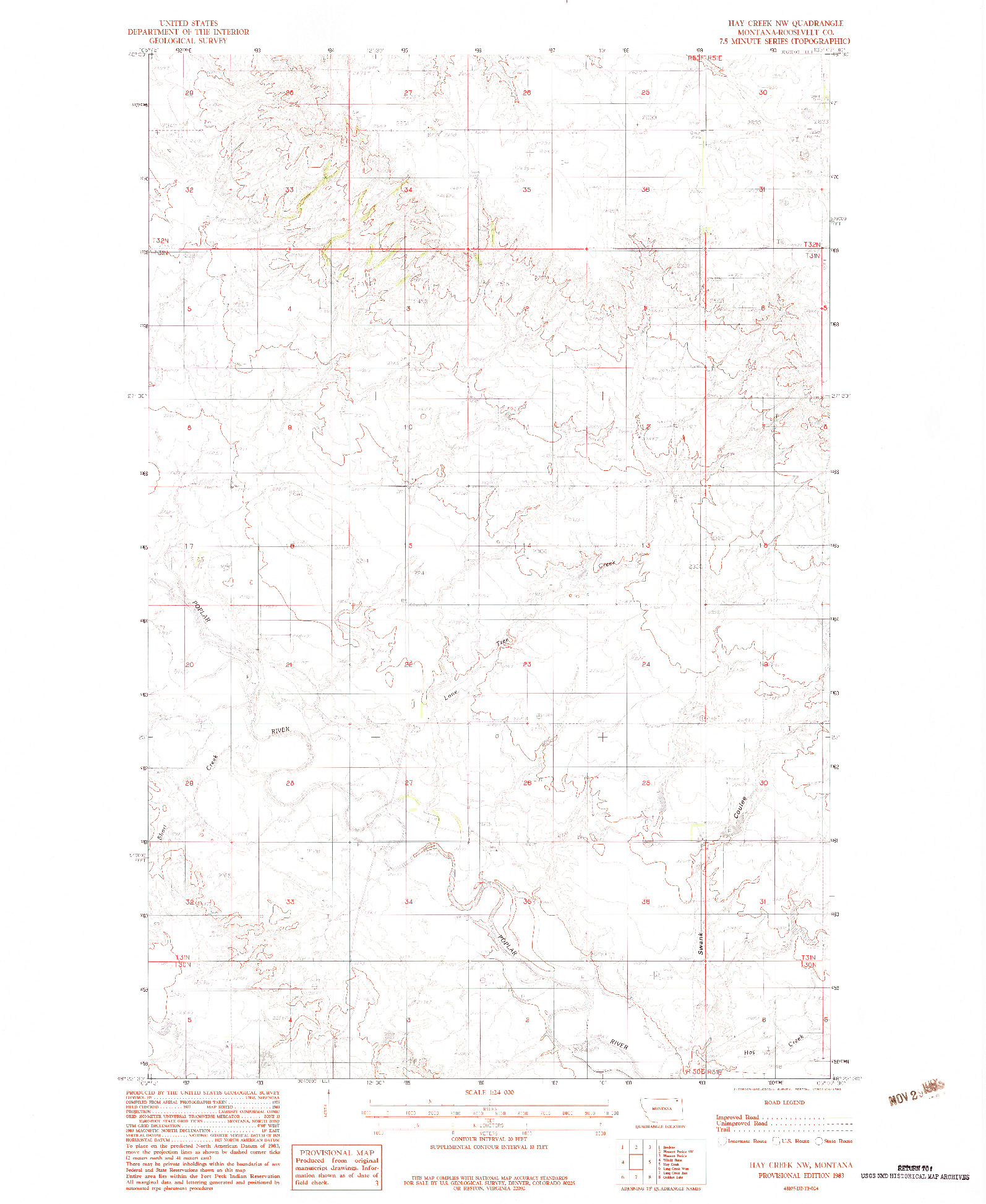 USGS 1:24000-SCALE QUADRANGLE FOR HAY CREEK NW, MT 1983