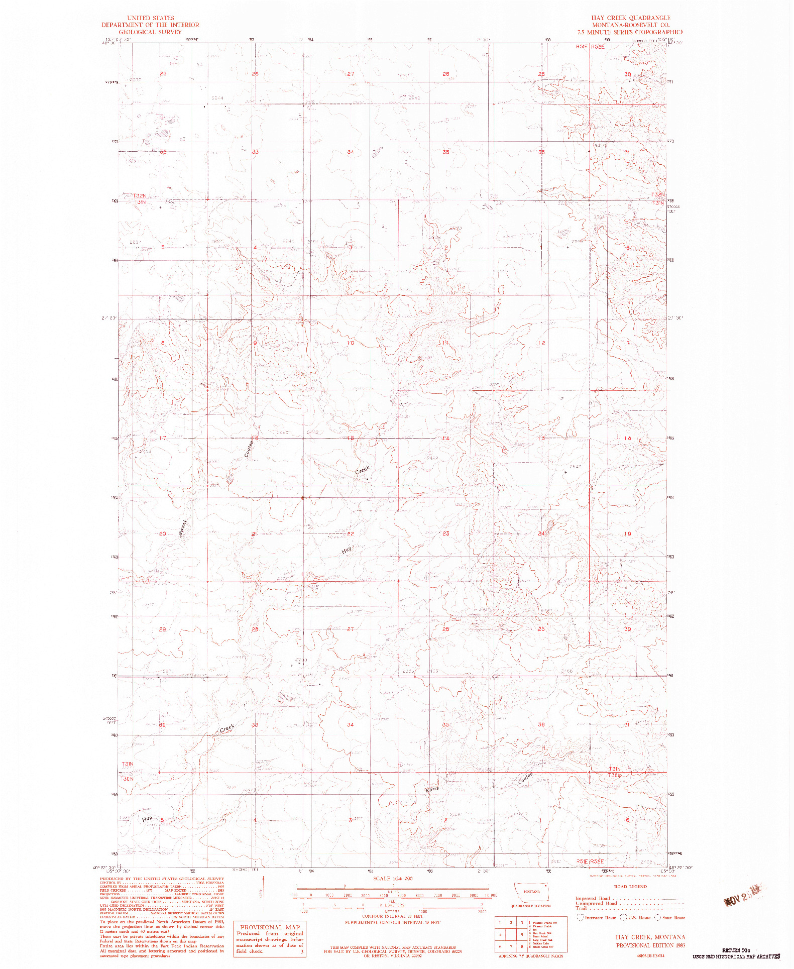 USGS 1:24000-SCALE QUADRANGLE FOR HAY CREEK, MT 1983