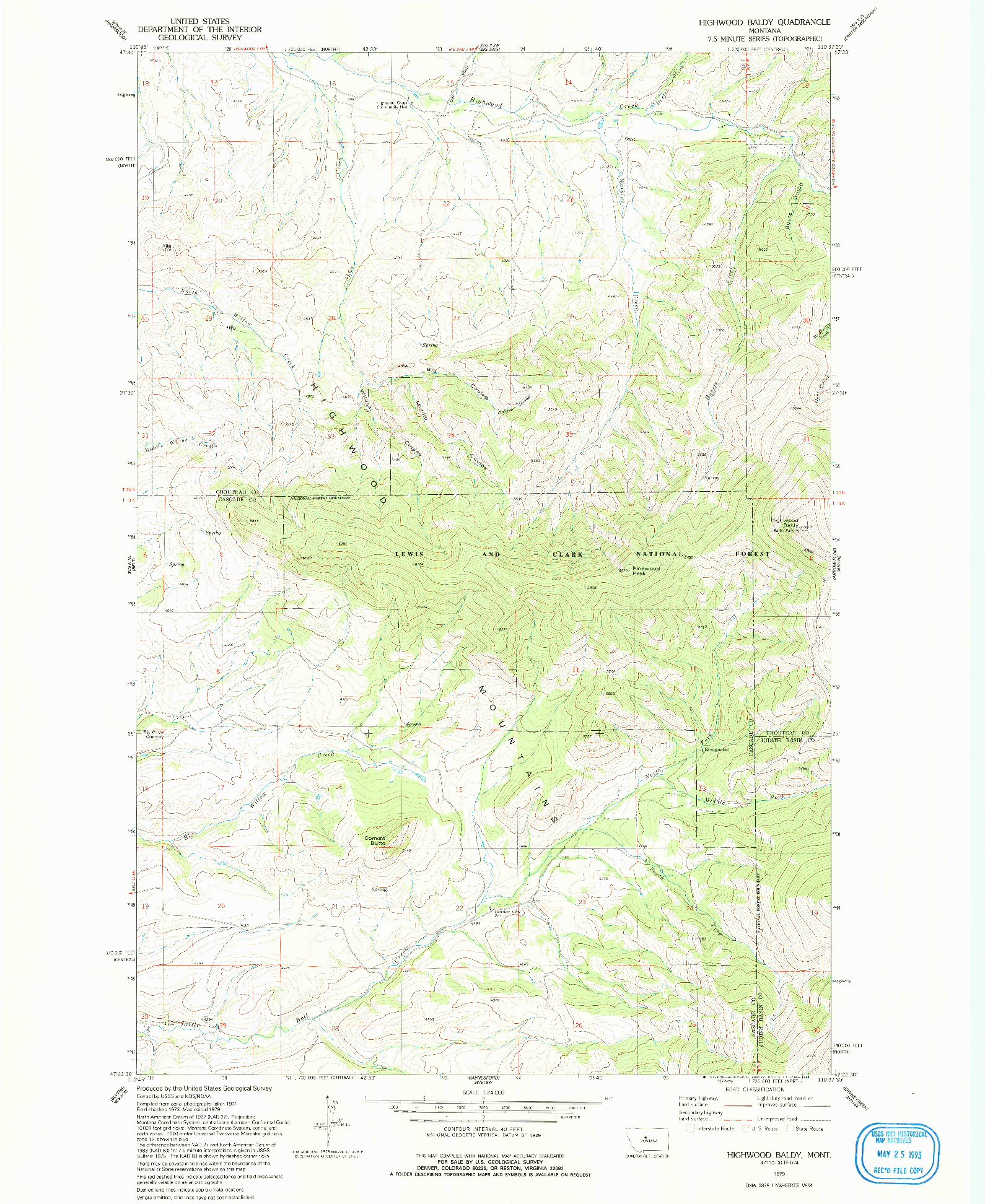 USGS 1:24000-SCALE QUADRANGLE FOR HIGHWOOD BALDY, MT 1979