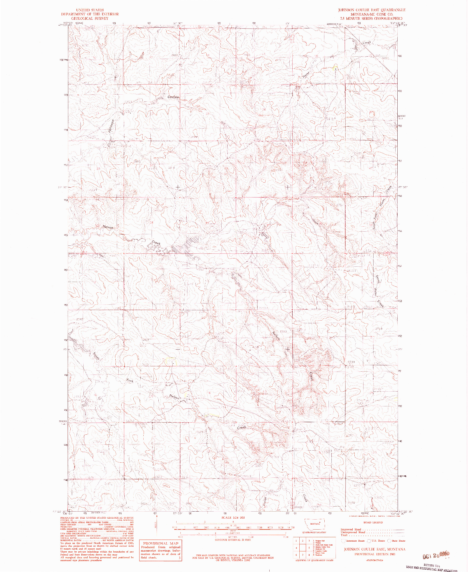 USGS 1:24000-SCALE QUADRANGLE FOR JOHNSON COULEE EAST, MT 1983