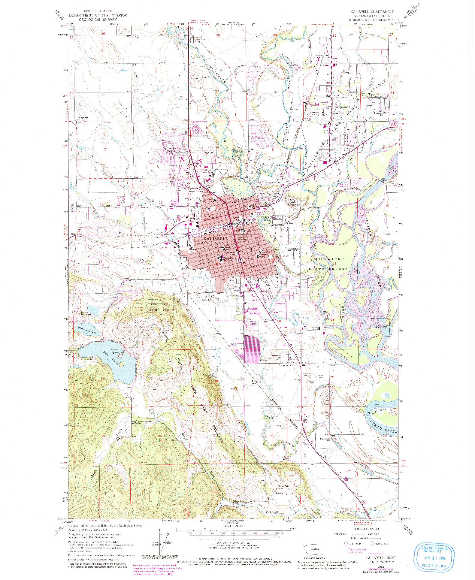 USGS 1:24000-SCALE QUADRANGLE FOR KALISPELL, MT 1962