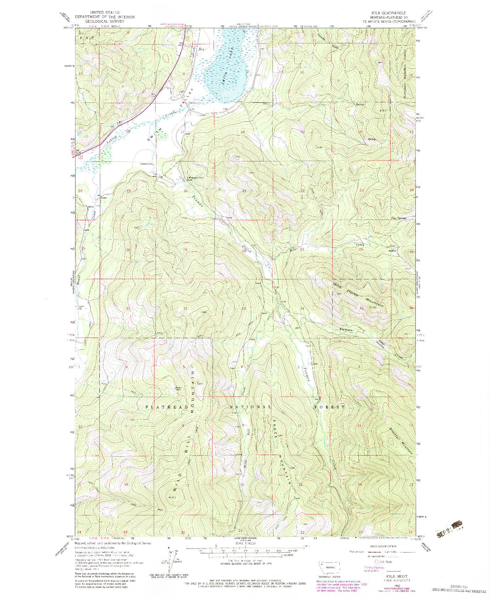 USGS 1:24000-SCALE QUADRANGLE FOR KILA, MT 1962