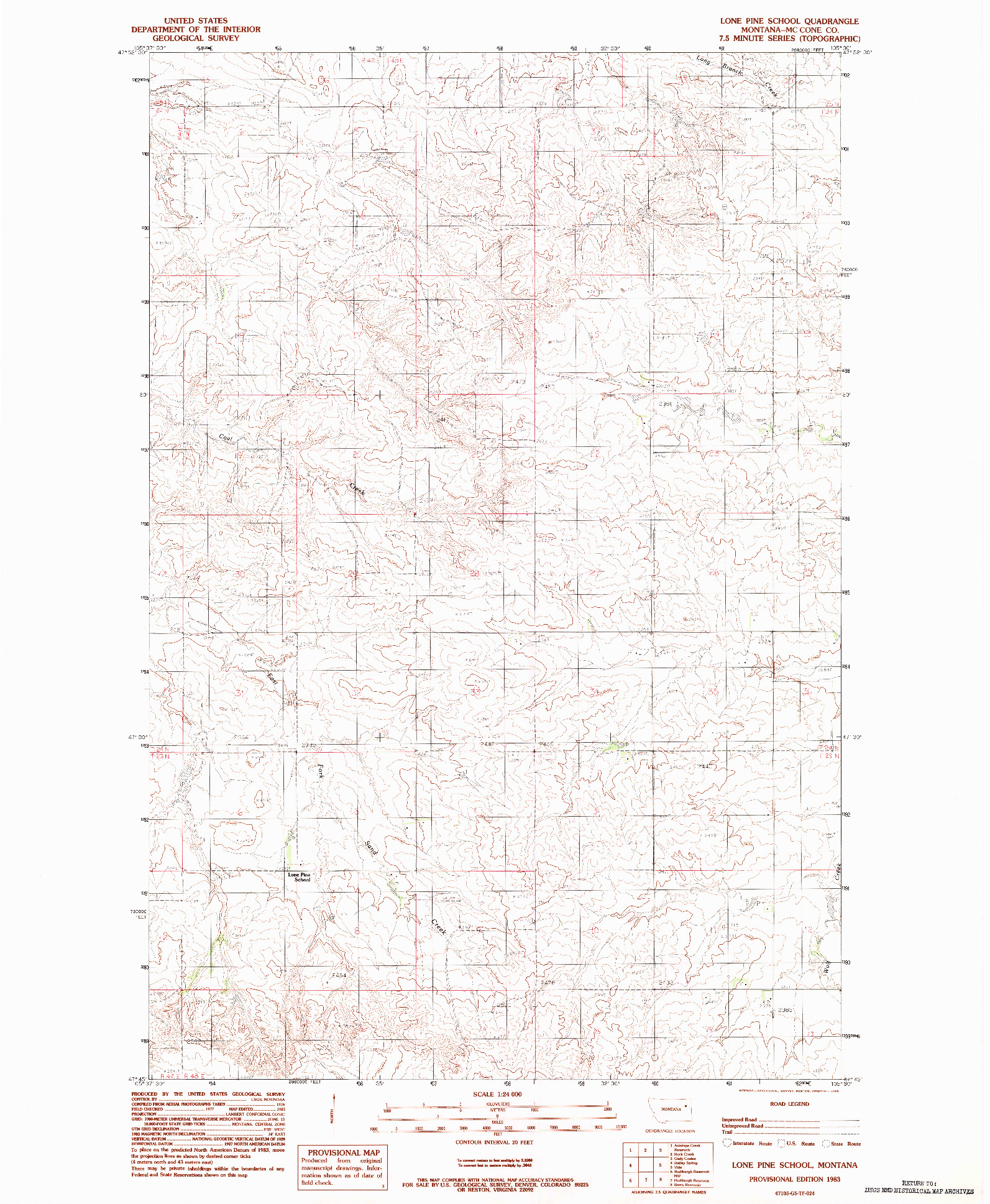 USGS 1:24000-SCALE QUADRANGLE FOR LONE PINE SCHOOL, MT 1983