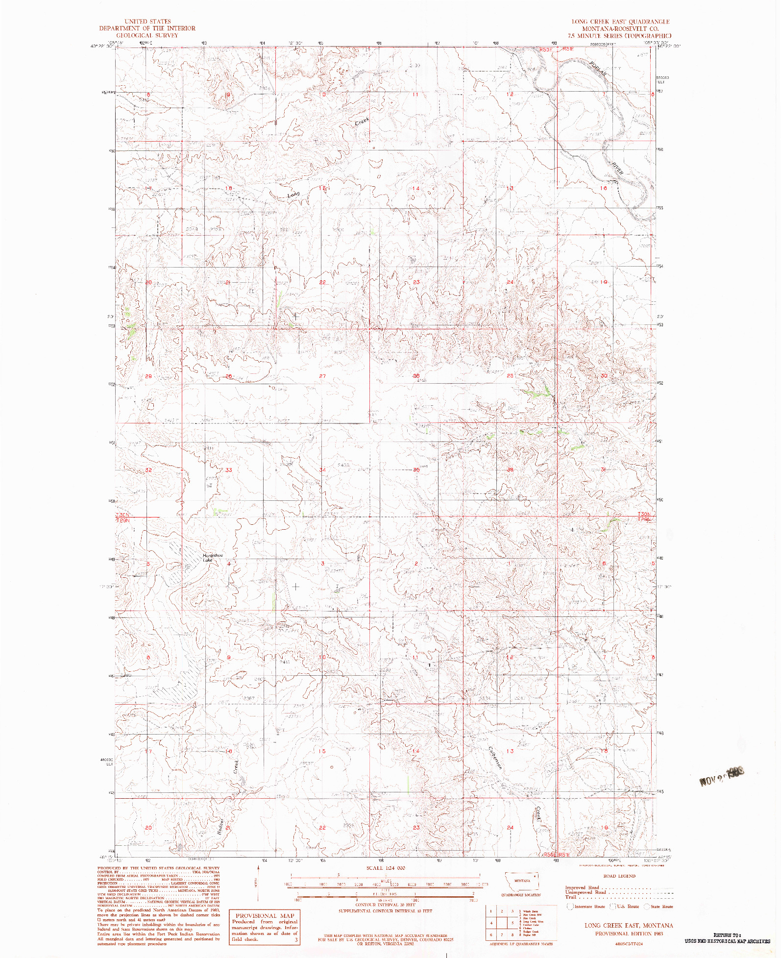 USGS 1:24000-SCALE QUADRANGLE FOR LONG CREEK EAST, MT 1983