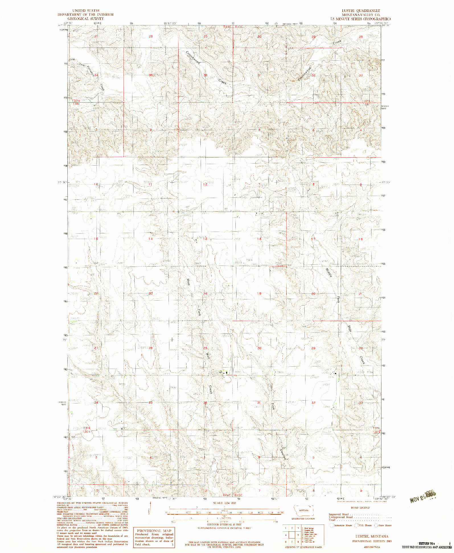 USGS 1:24000-SCALE QUADRANGLE FOR LUSTRE, MT 1983