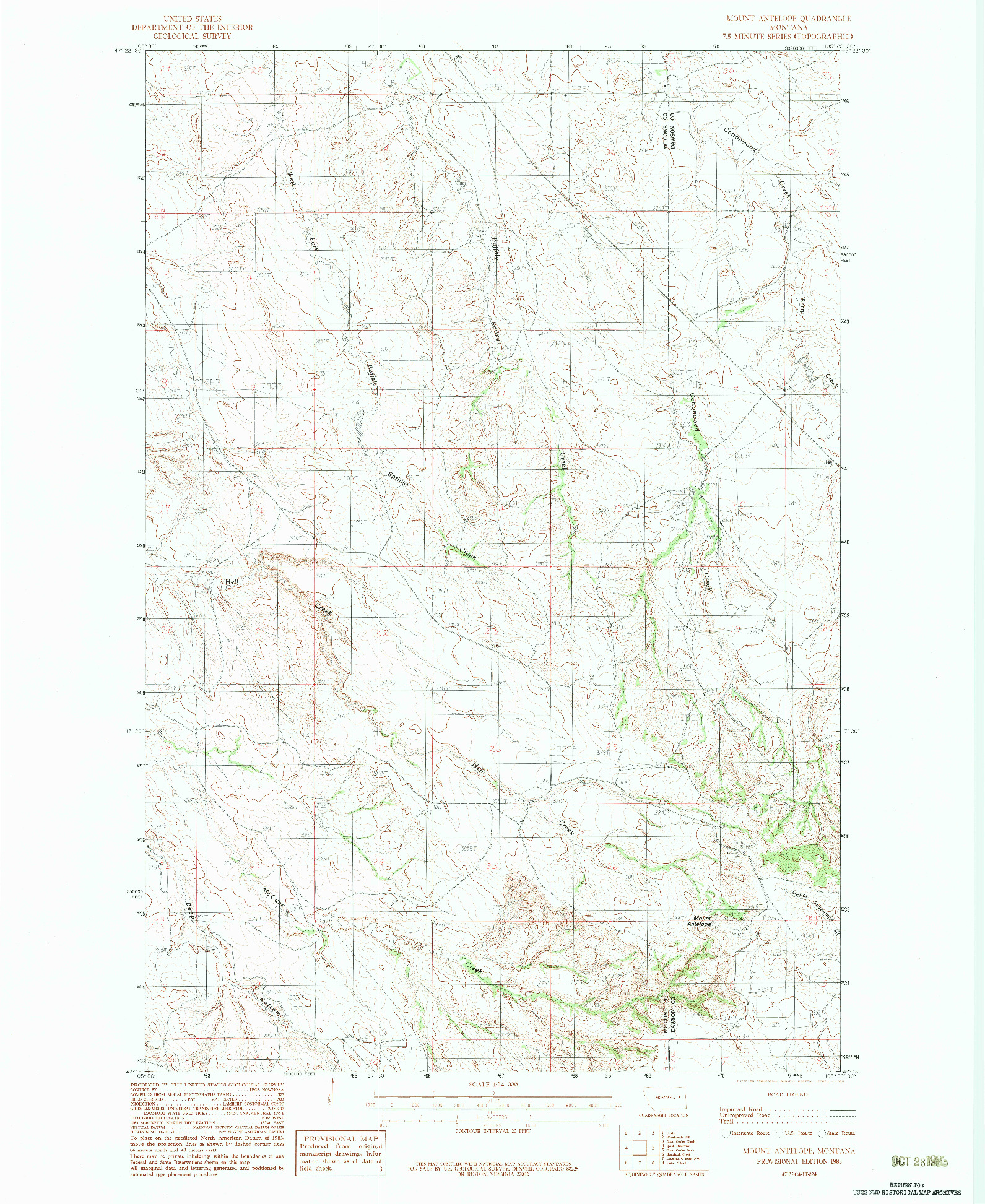 USGS 1:24000-SCALE QUADRANGLE FOR MOUNT ANTELOPE, MT 1983