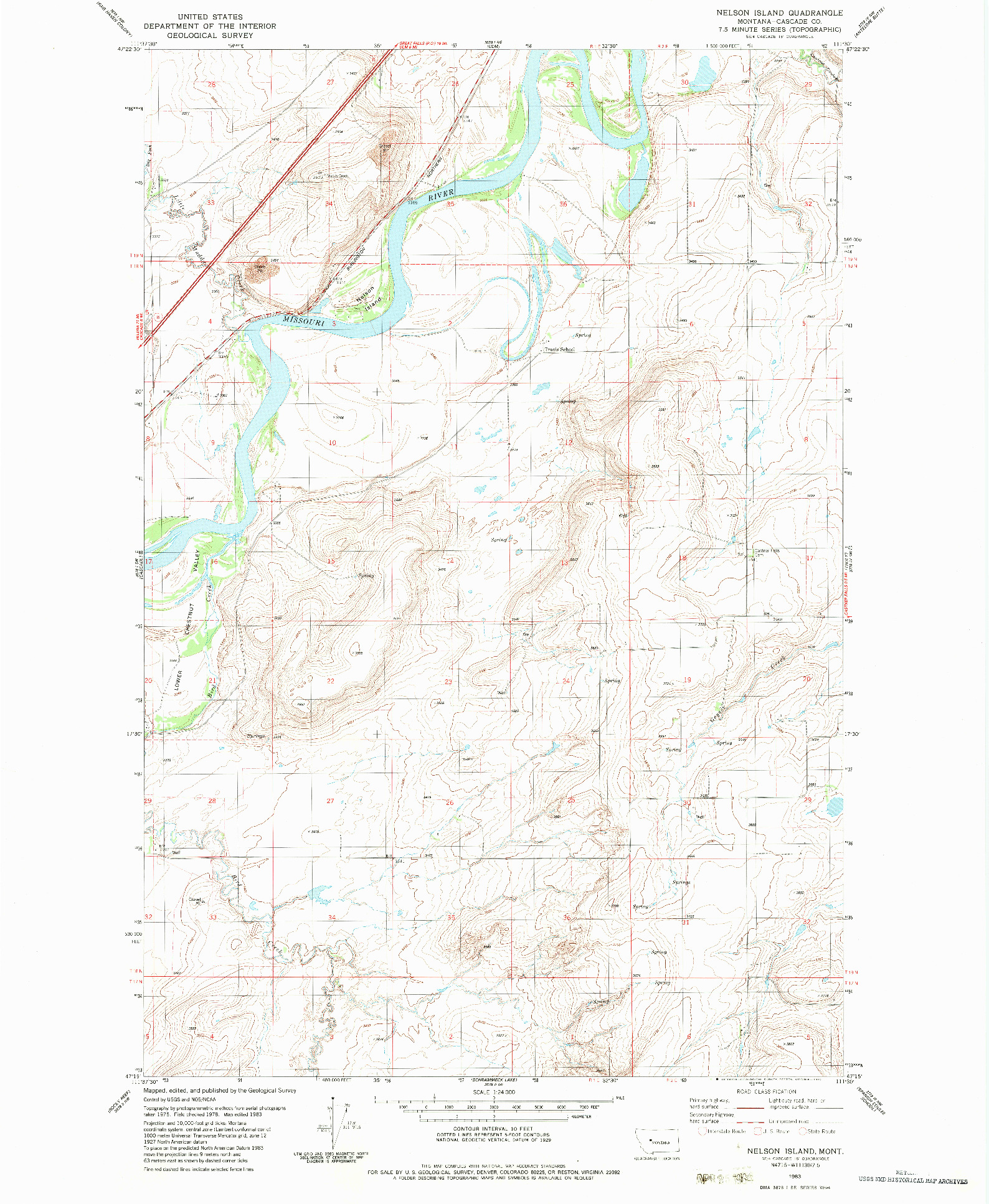 USGS 1:24000-SCALE QUADRANGLE FOR NELSON ISLAND, MT 1983