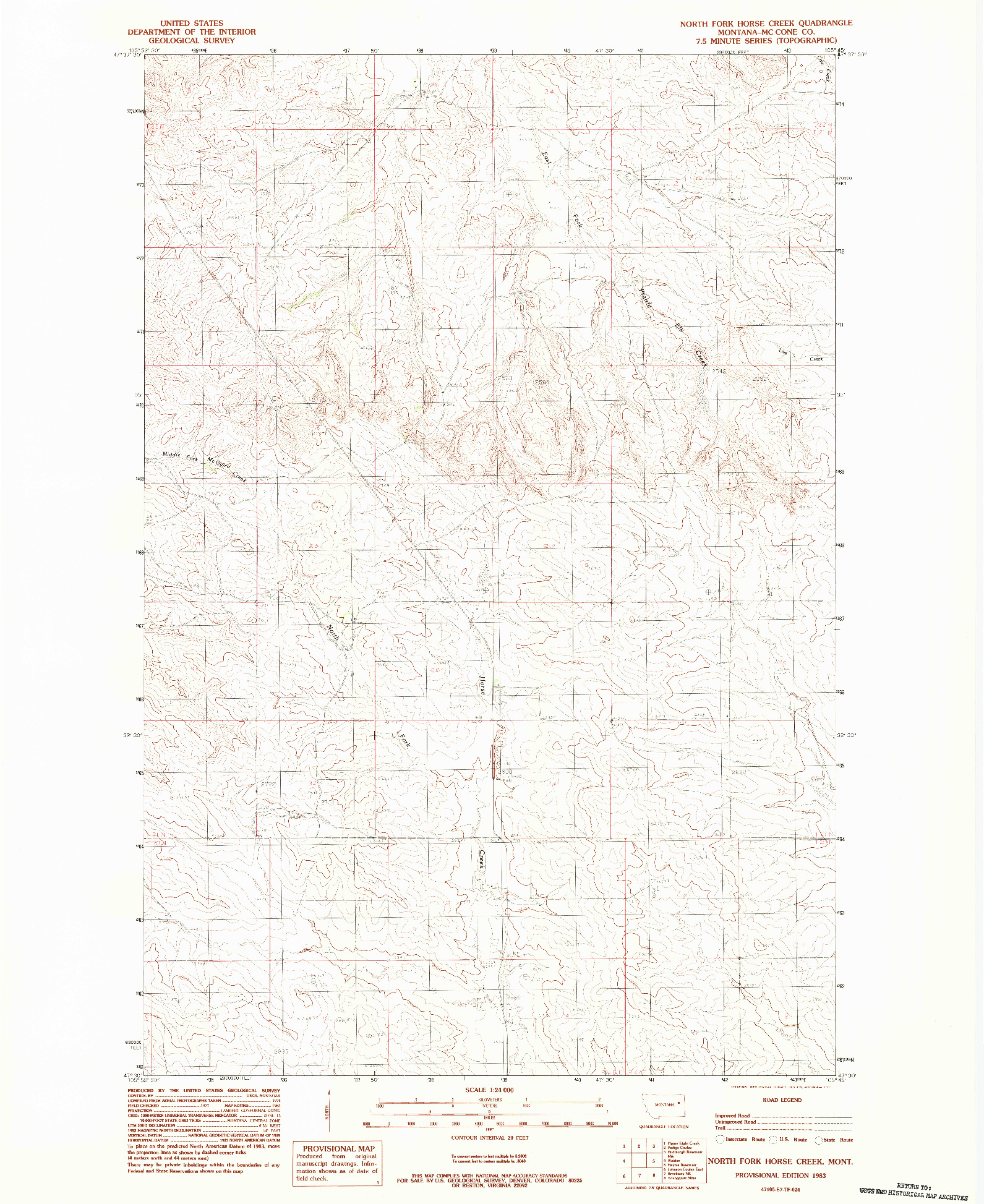 USGS 1:24000-SCALE QUADRANGLE FOR NORTH FORK HORSE CREEK, MT 1983